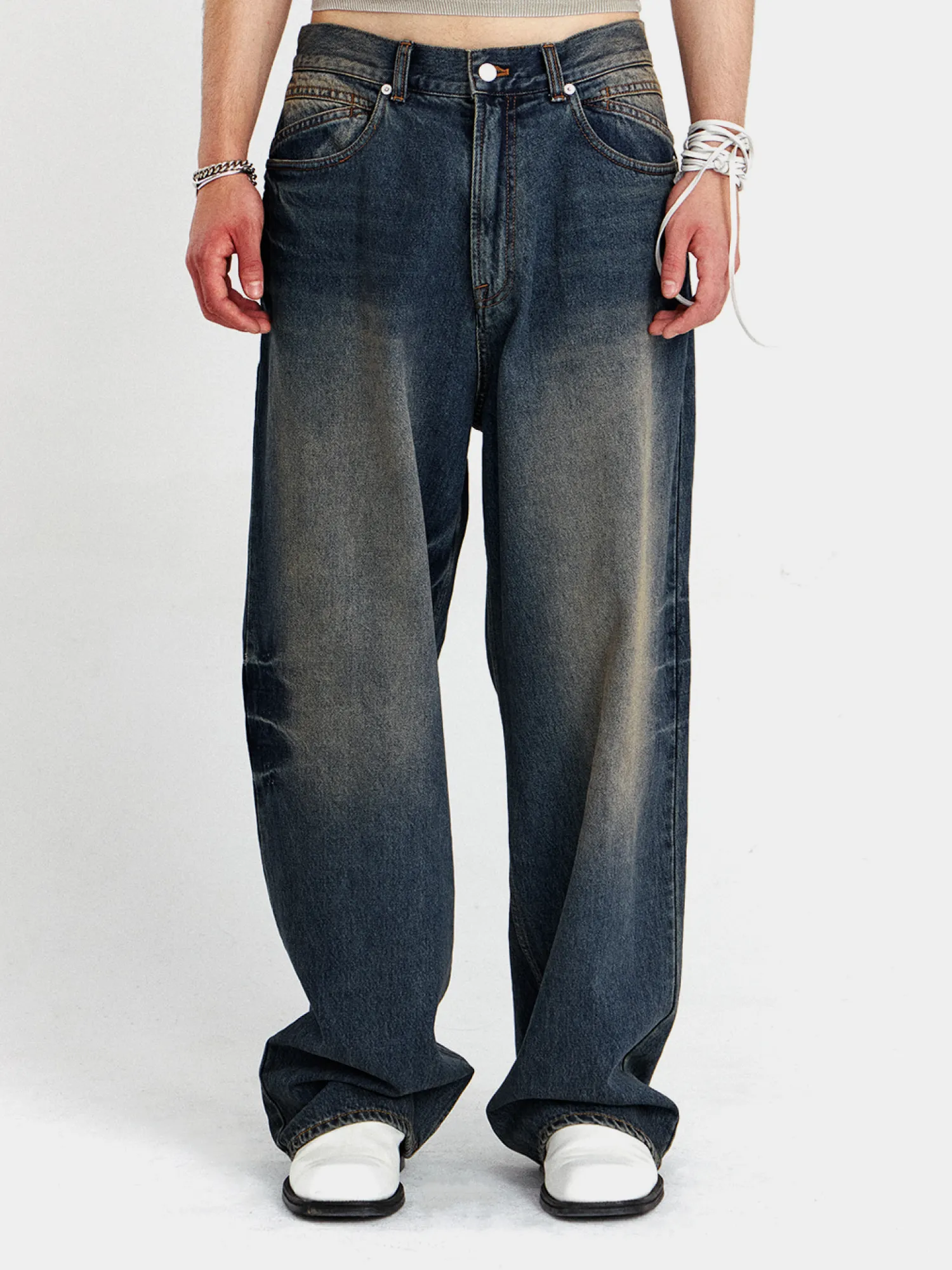 Джинсы UNAFFECTED Wide Denim Blue Beige