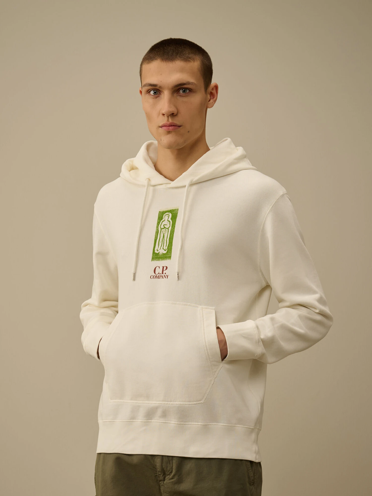 Худи C.P. Company Cotton Fleece Hooded Gauze White