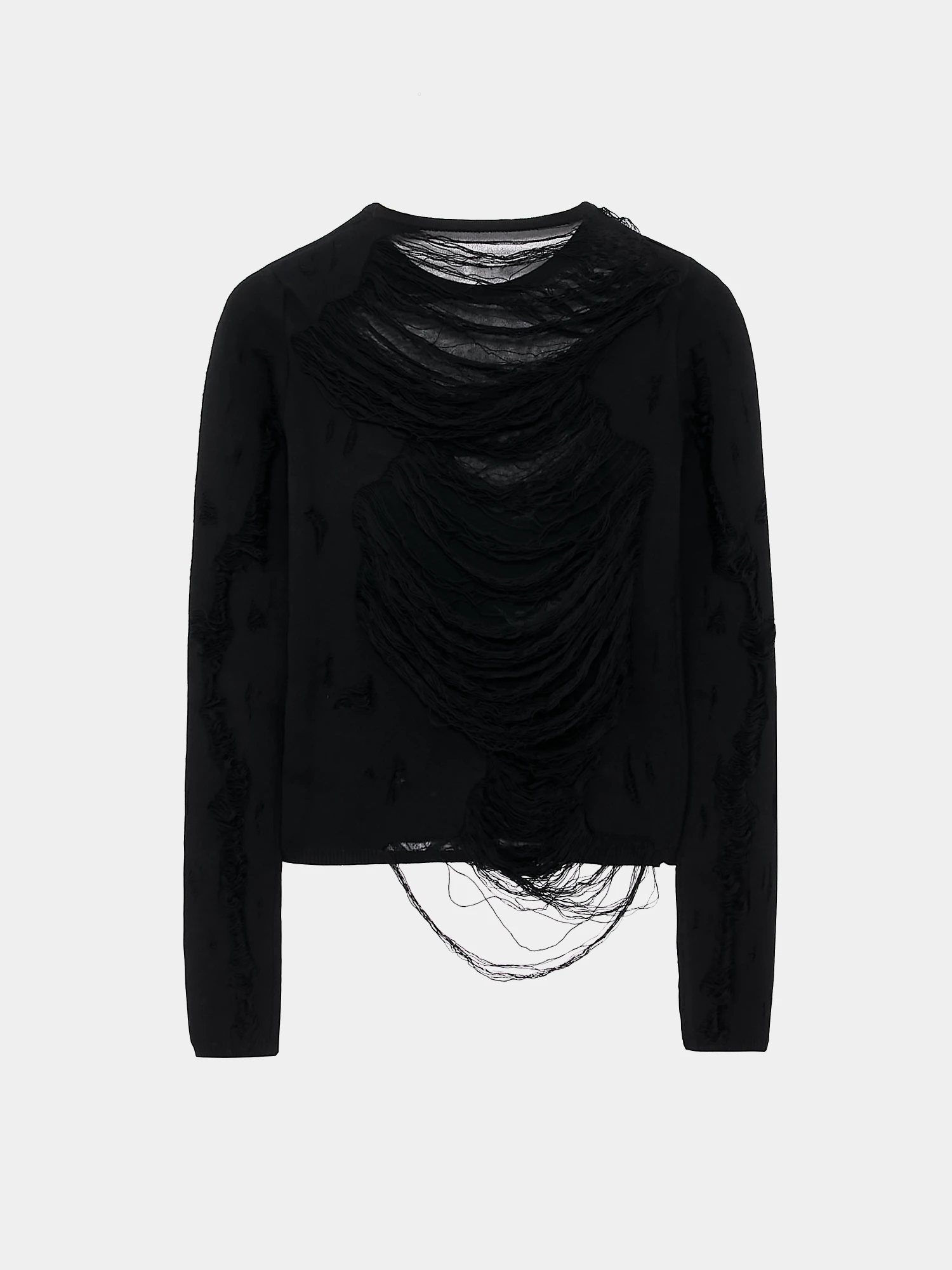 Женский лонгслив MM6 Maison Margiela Black Distressed Black
