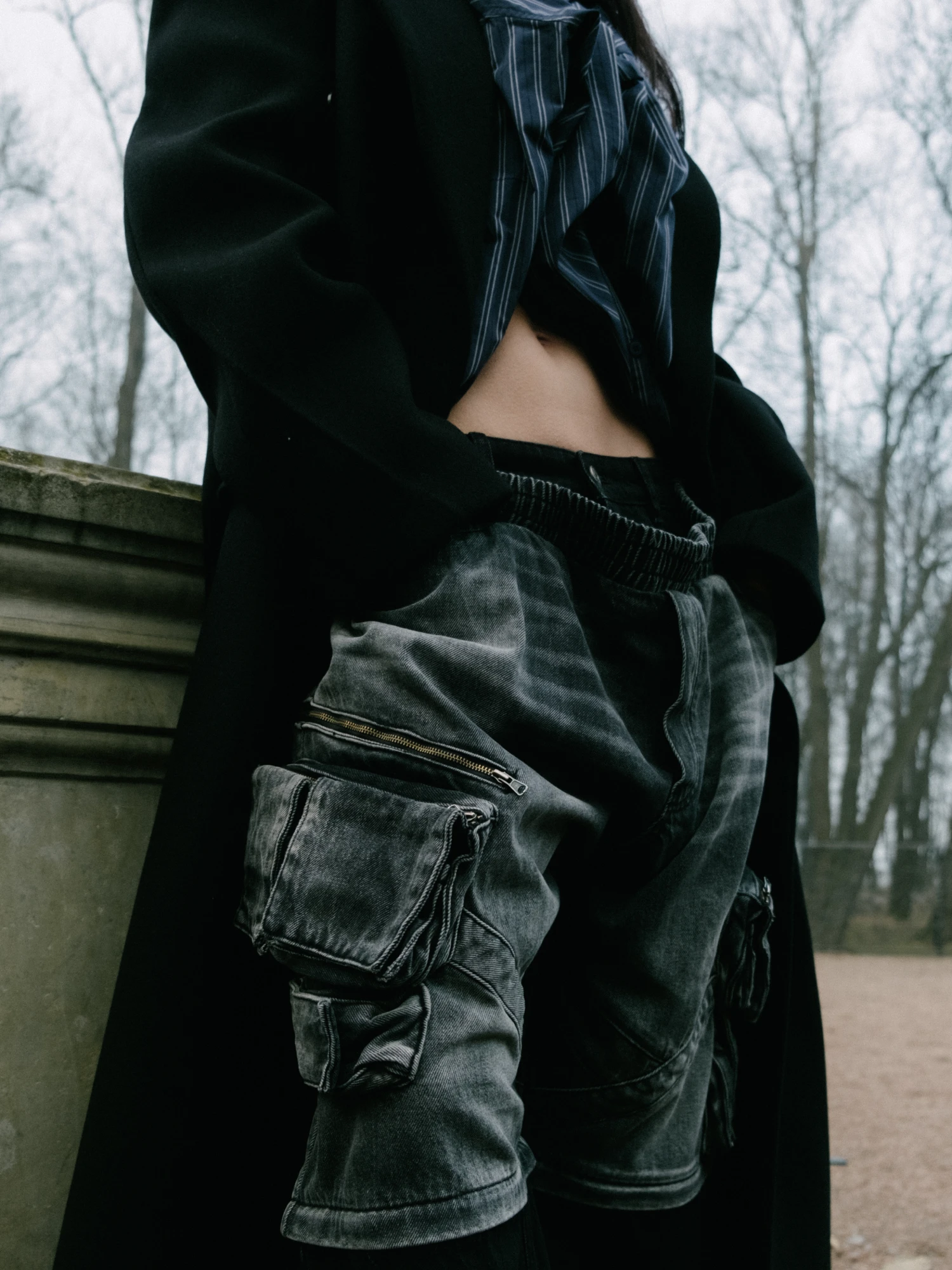 Женские джинсы MARRKNULL Double Waist Two-Piece Black