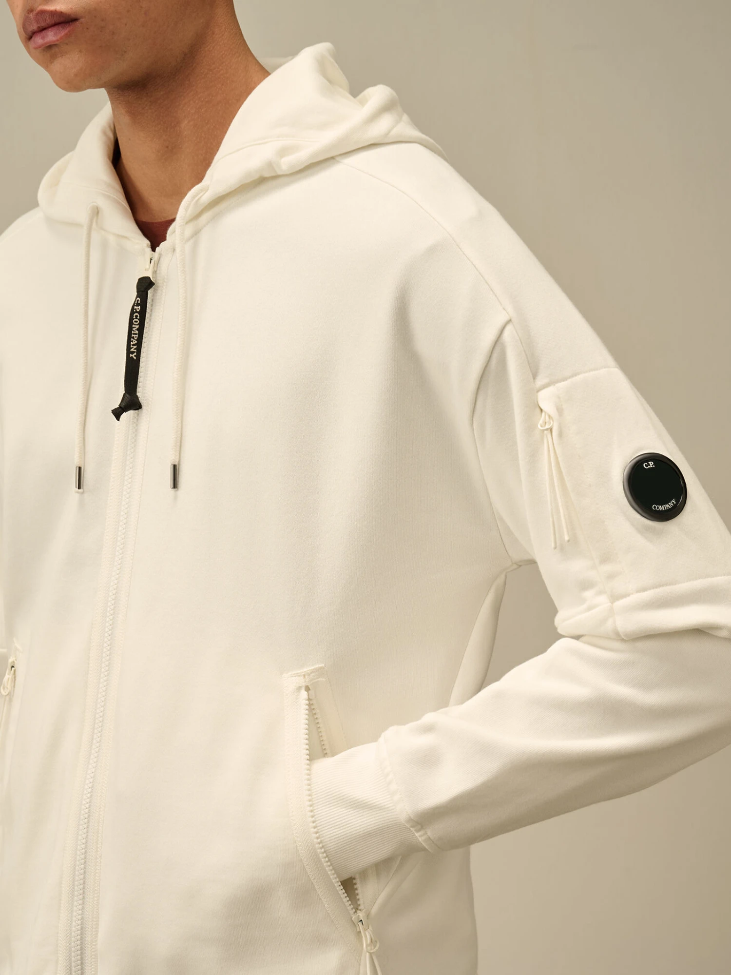 Зип-худи C.P. Company Diagonal Raised Fleece Gauze White