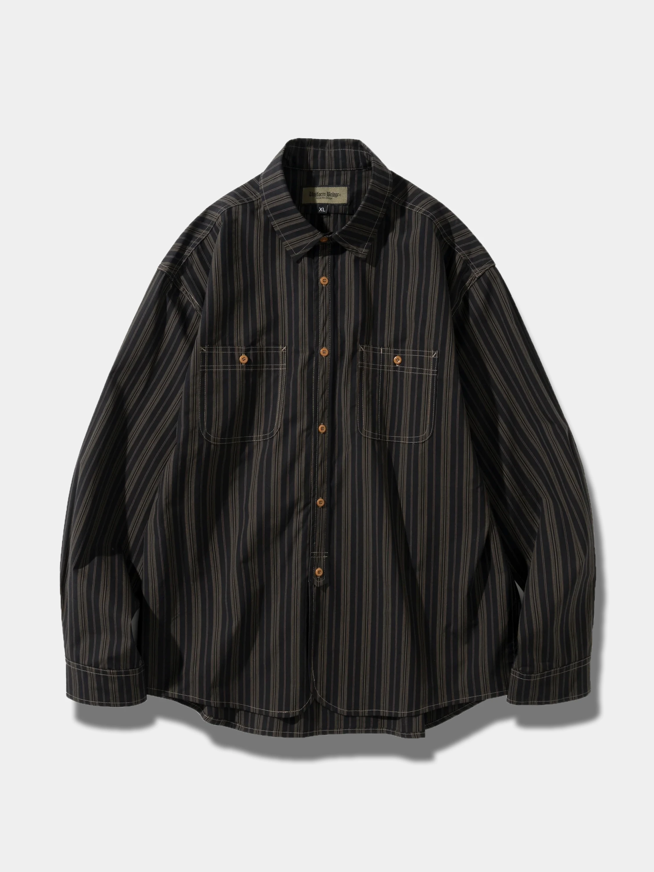 Рубашка Uniform Bridge Vintage Stripe Work Shirts Black