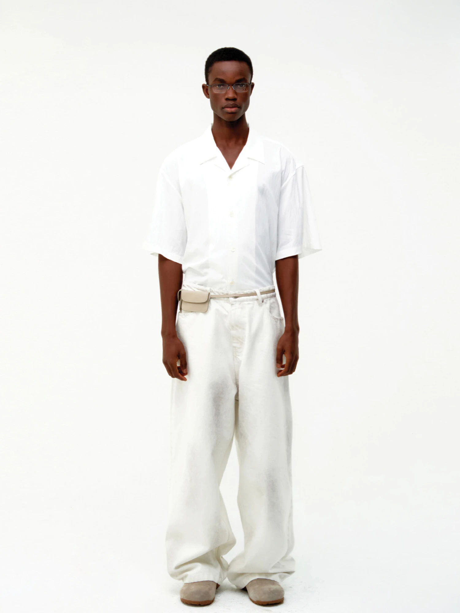 Рубашка COOR Natural Wrinkle Open Collar White