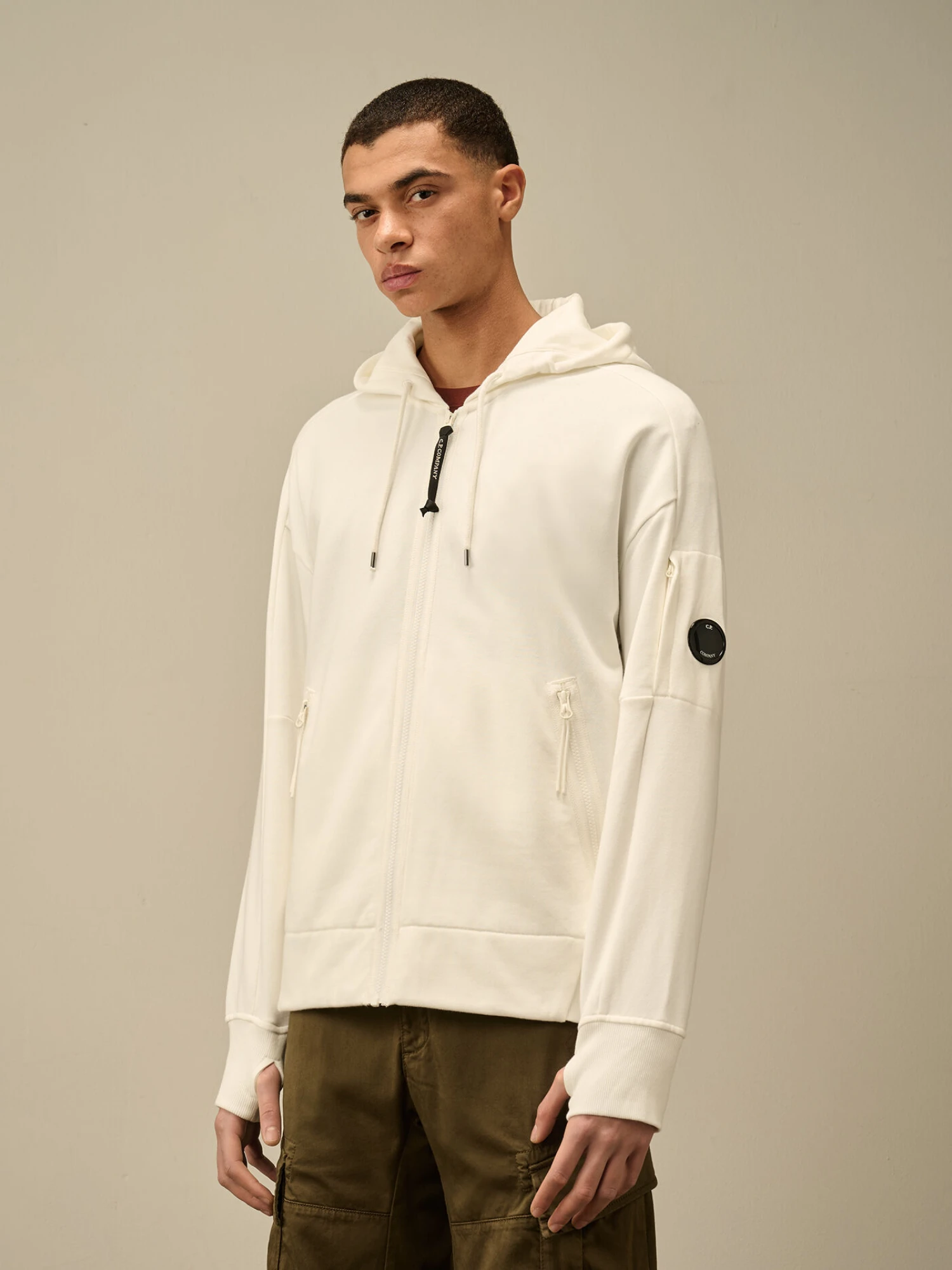 Зип-худи C.P. Company Diagonal Raised Fleece Gauze White