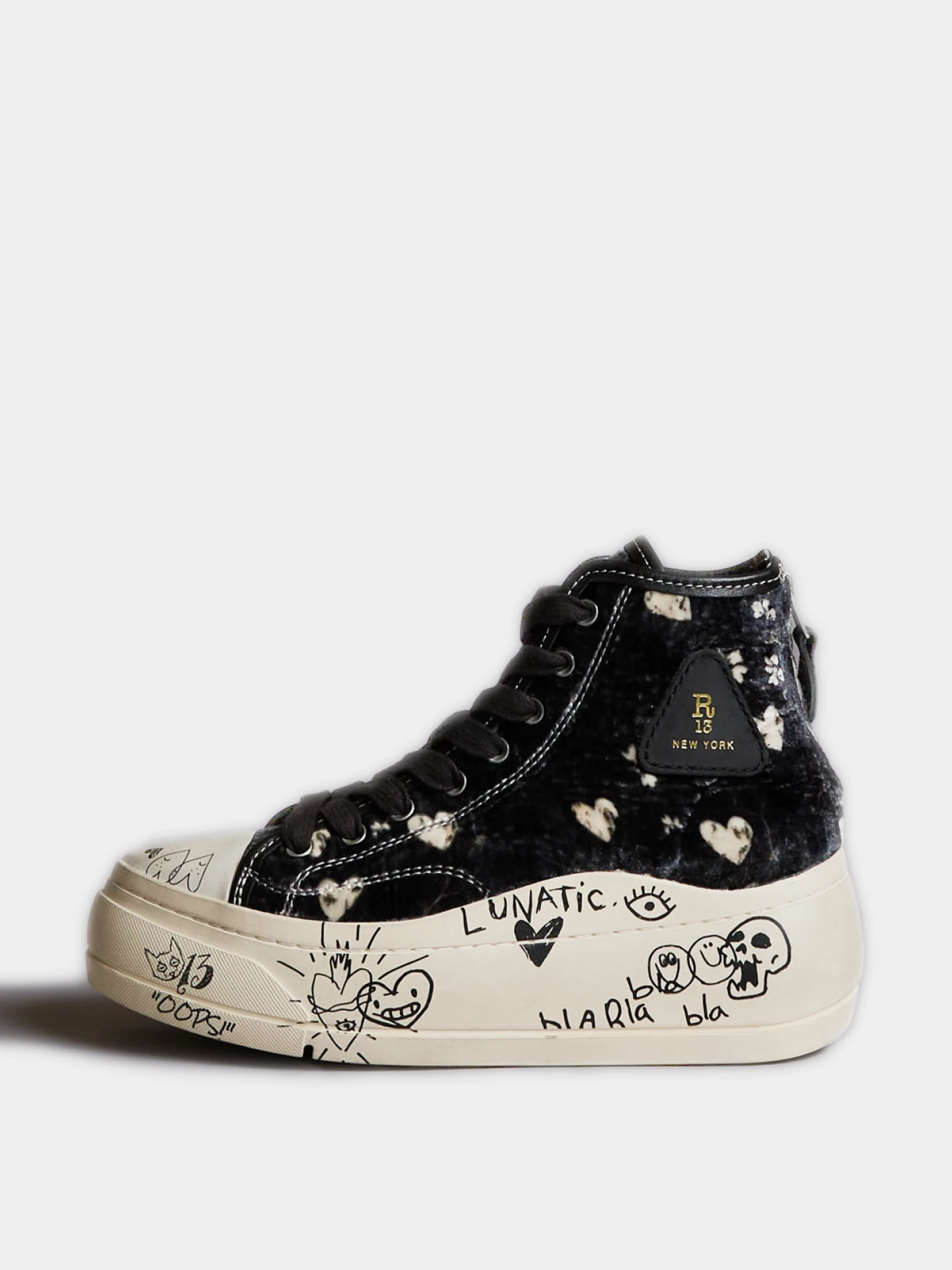 Женские кеды R13 Kurt High Top Hearts Black