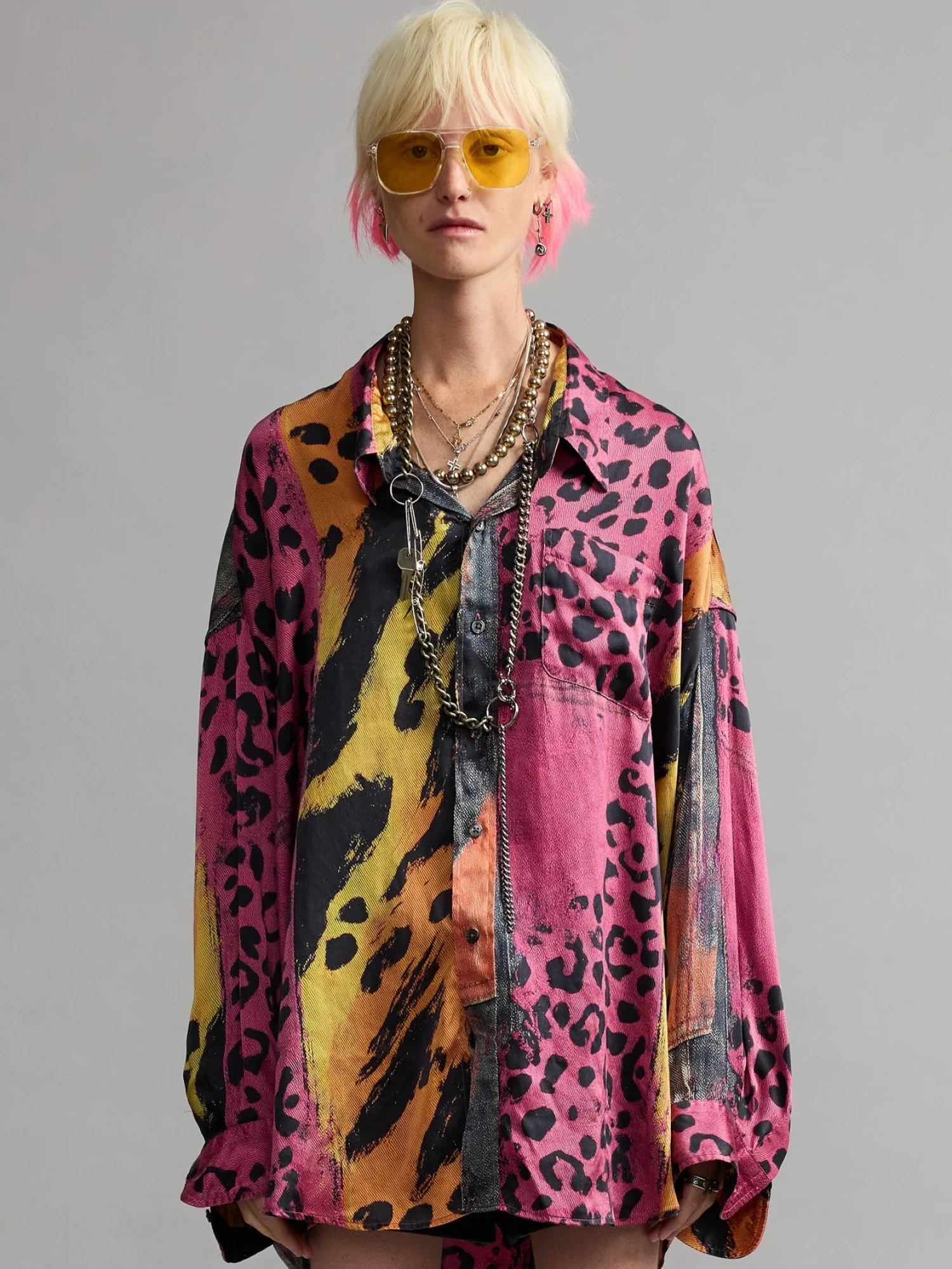 Женская блуза R13 Drop Neck Pink And Orange Multicolor