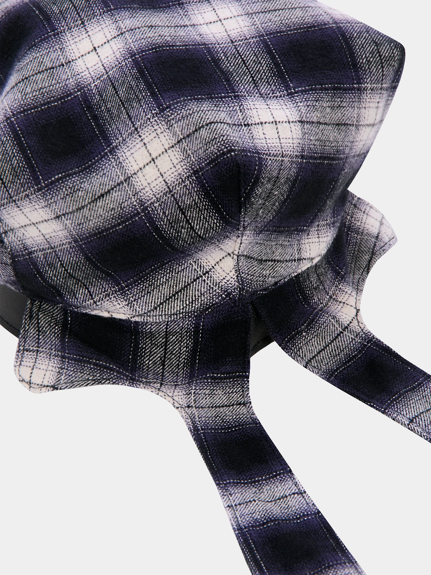 Берет JUNTAE KIM Scarf Tie Neck Beret Blue Check