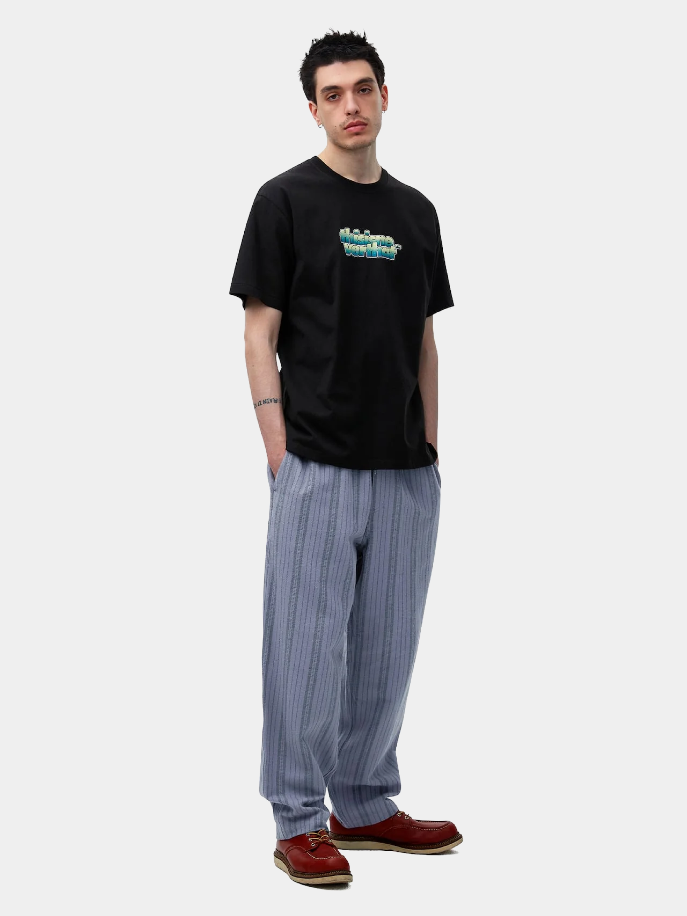 Брюки thisisneverthat Stripe Jacquard Pant Purple Grey