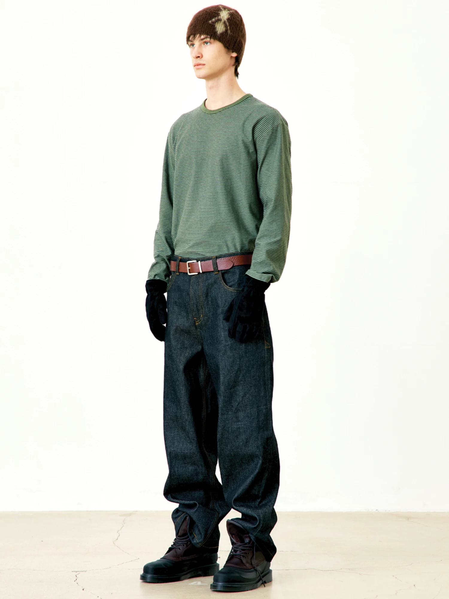 Лонгслив COOR Dying Pin Stripe Washed Green