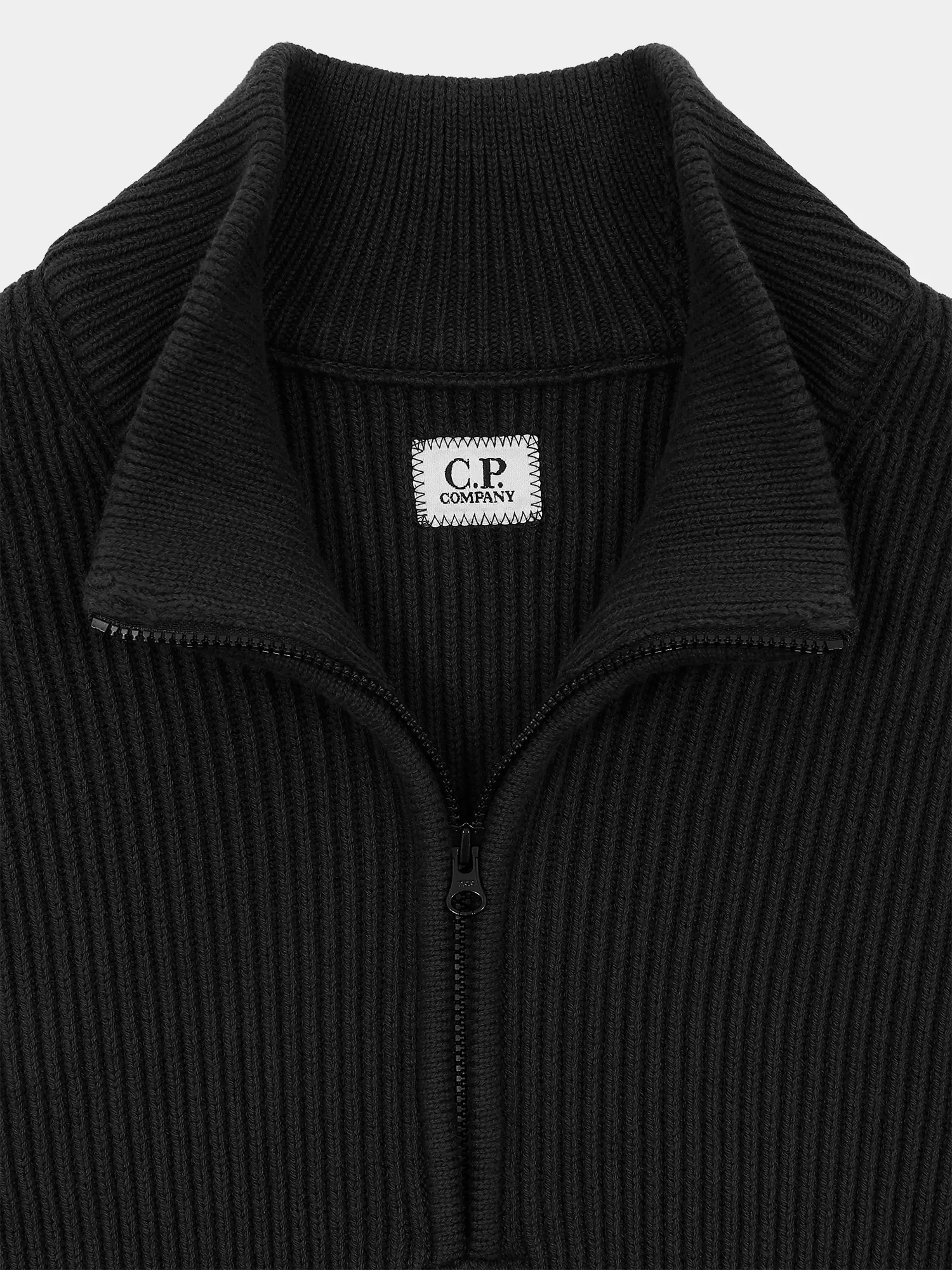 Свитер C.P. Company Full Rib Half Zipped Black Sand