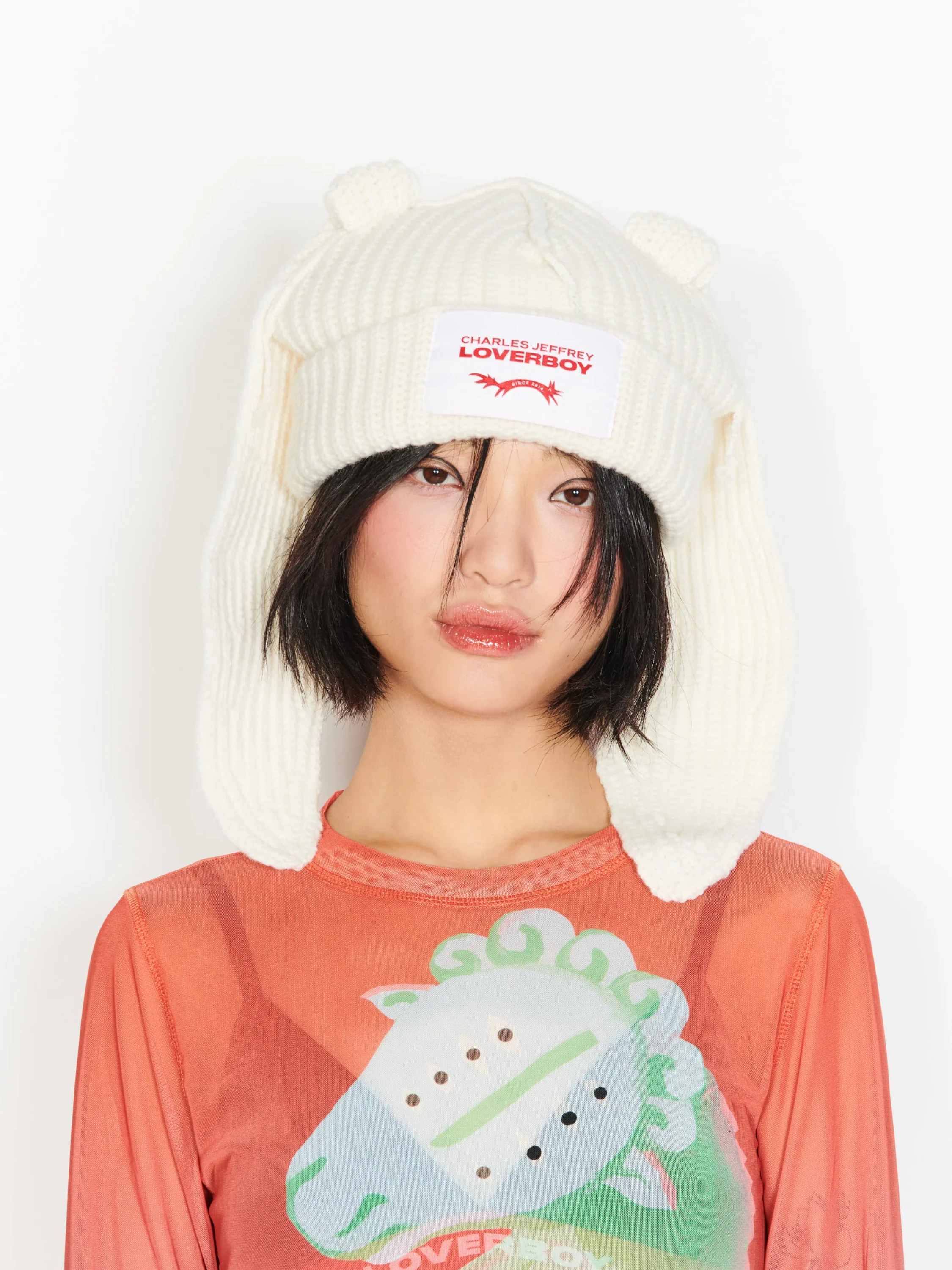 Шапка Charles Jeffrey Loverboy Chunky Rabbit Ecry