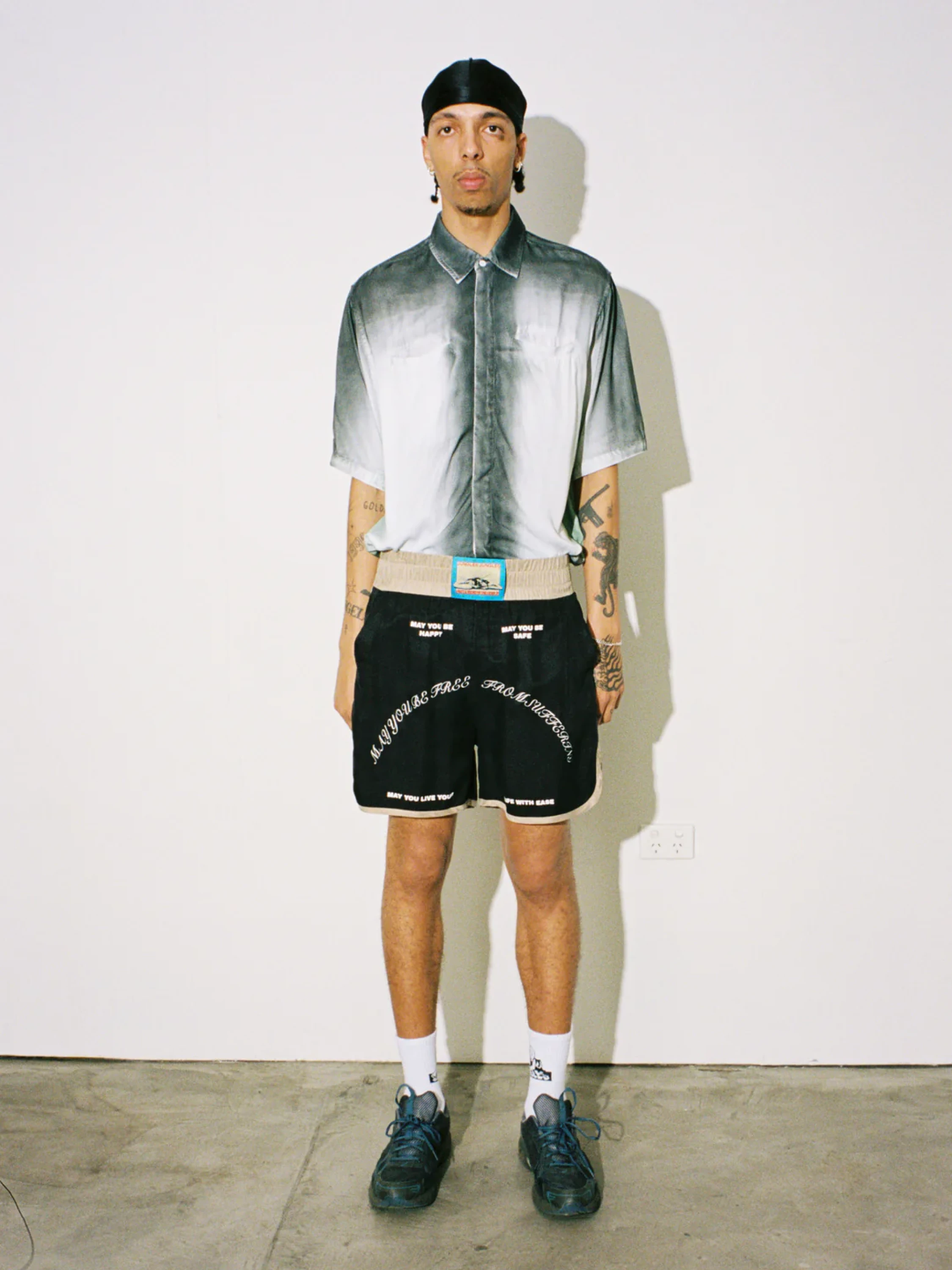 Рубашка Jungles Jungles Spray Dye Button Up White Grey