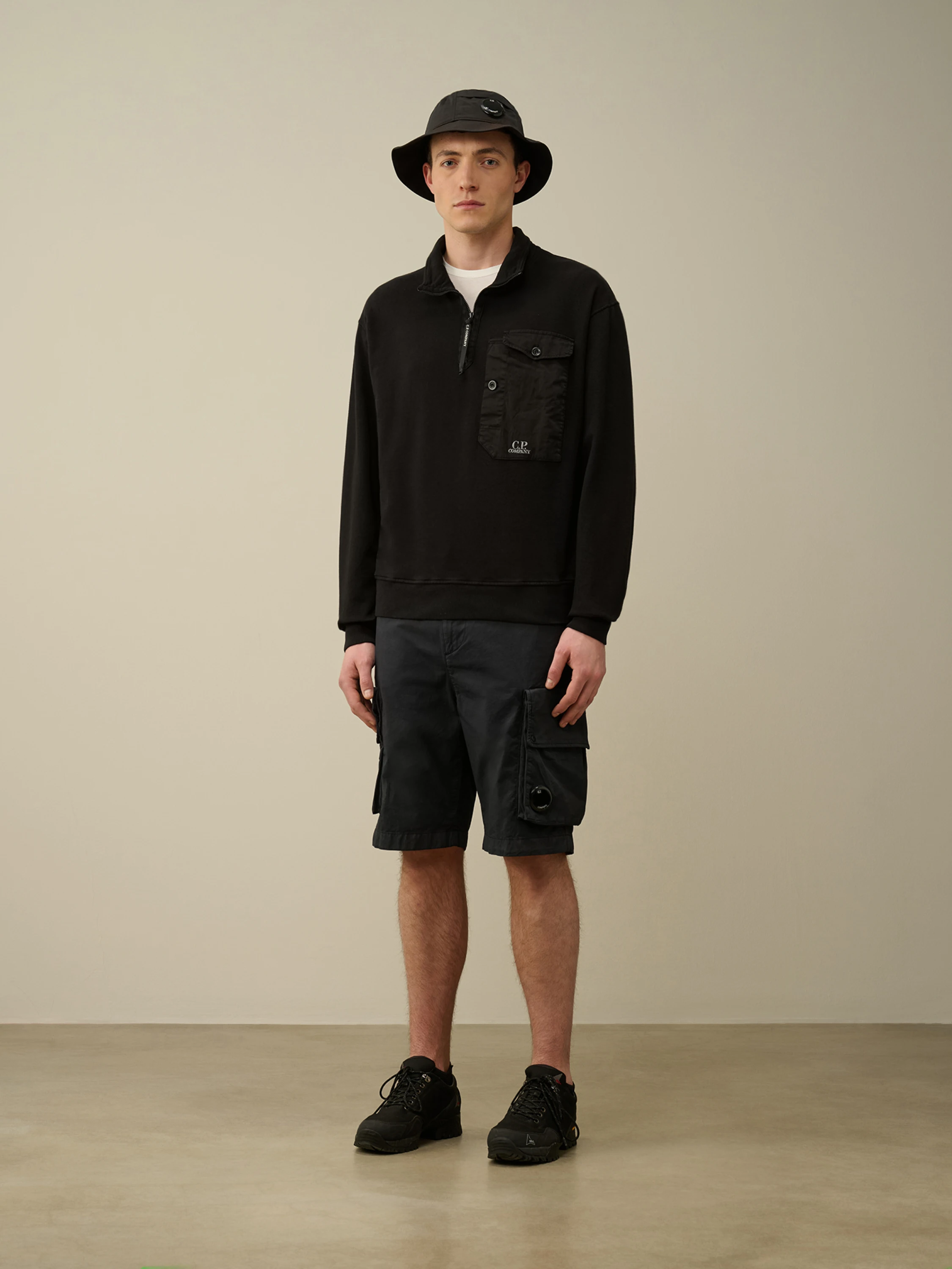 Халф-зип C.P. Company Cotton Fleece Mixed Black
