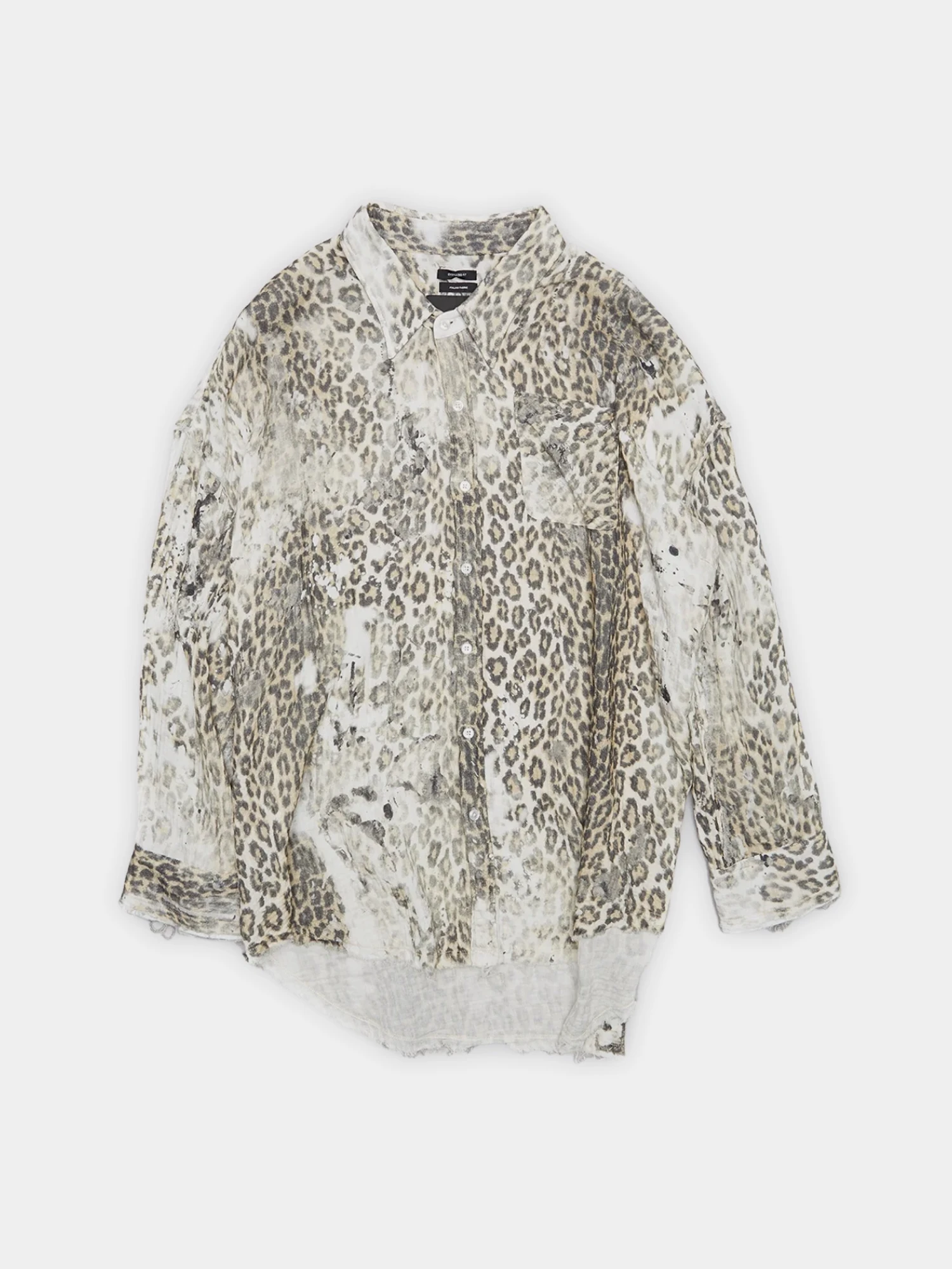 Женская Рубашка R13 Shredded Seam Drop Neck Leopard