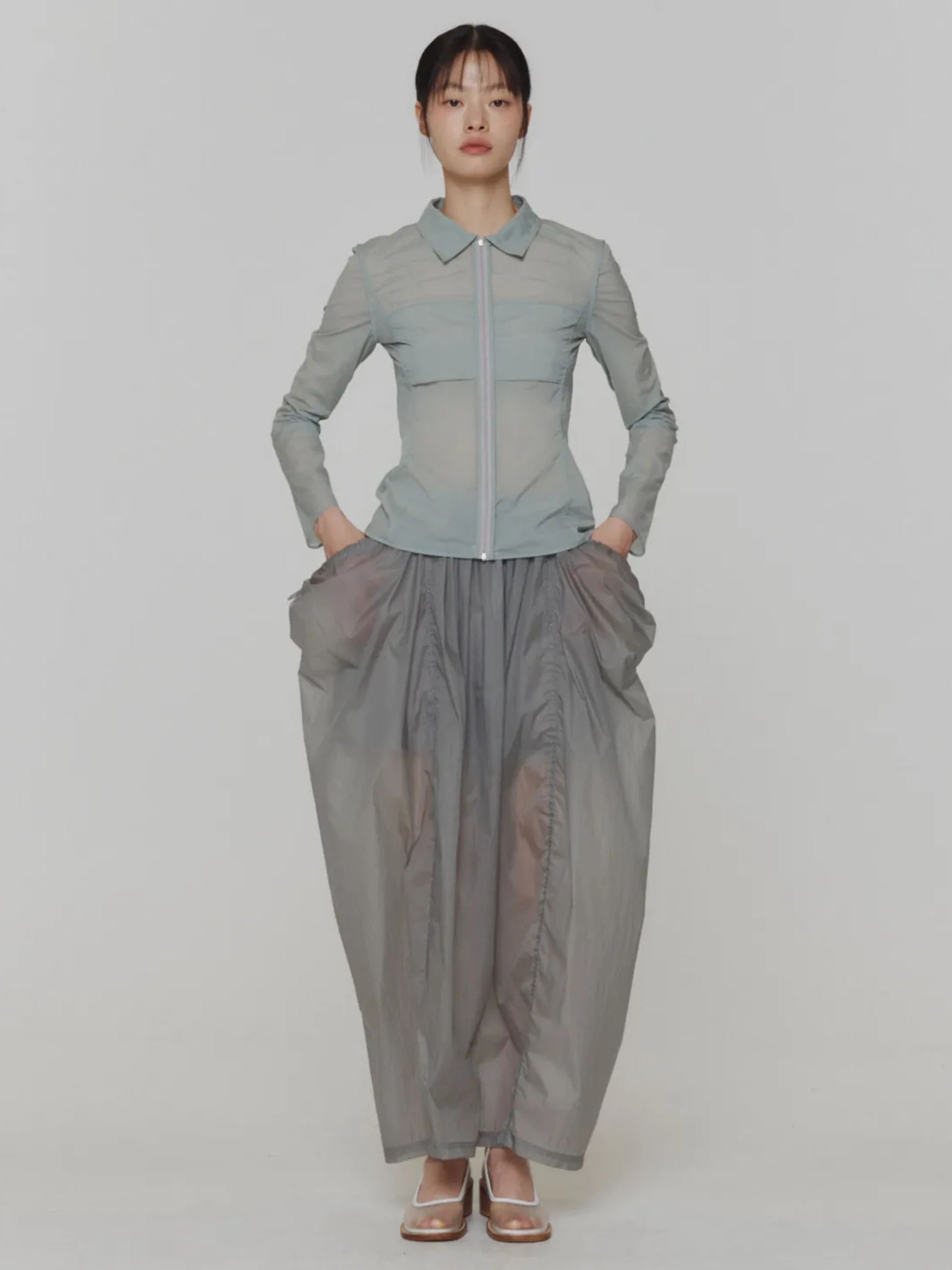 Женская юбка AMOMENTO Layered Shirring Skirt Grey