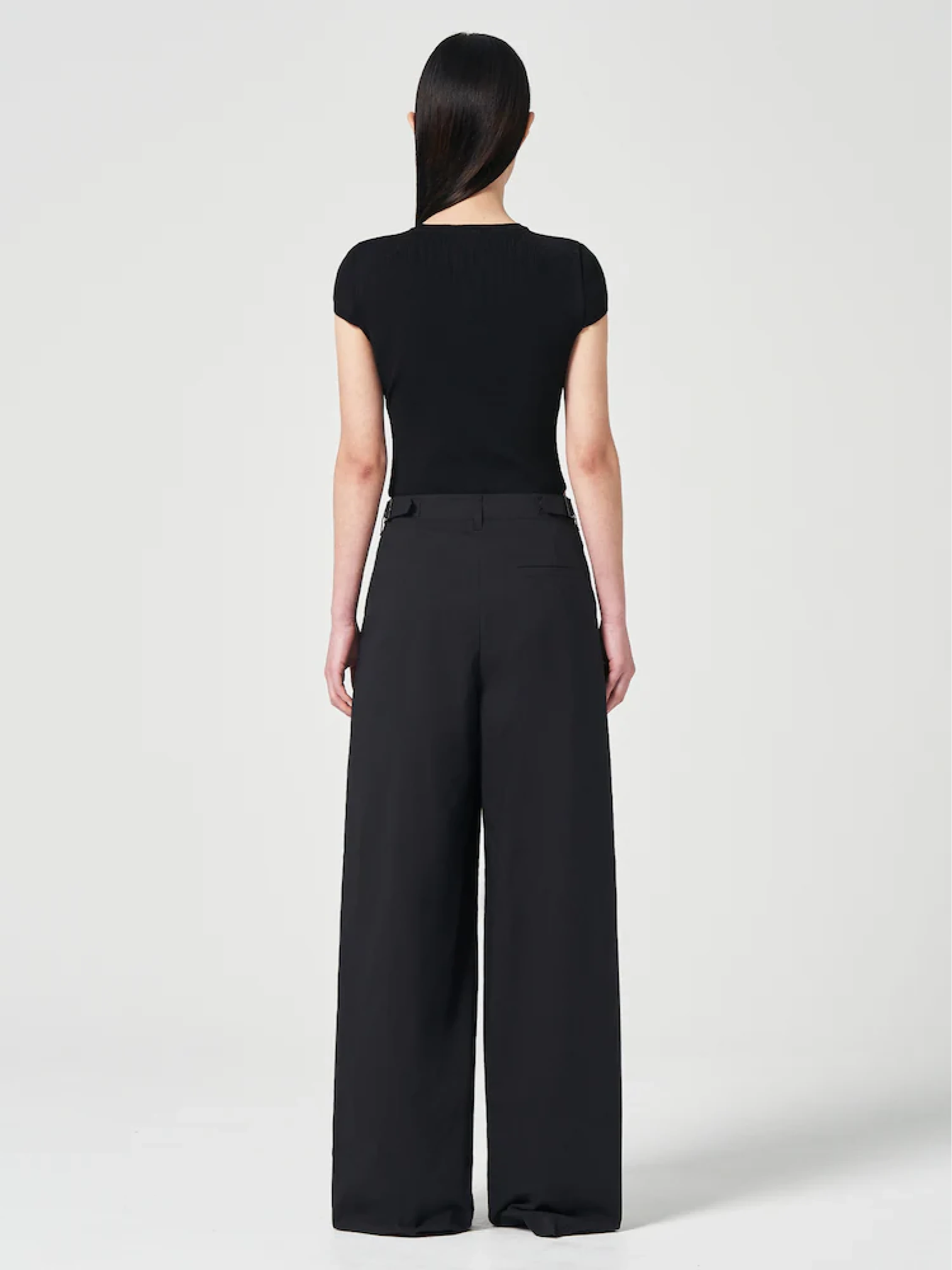 Брюки JUUN.J Buckle Detail Cotton Pants Black