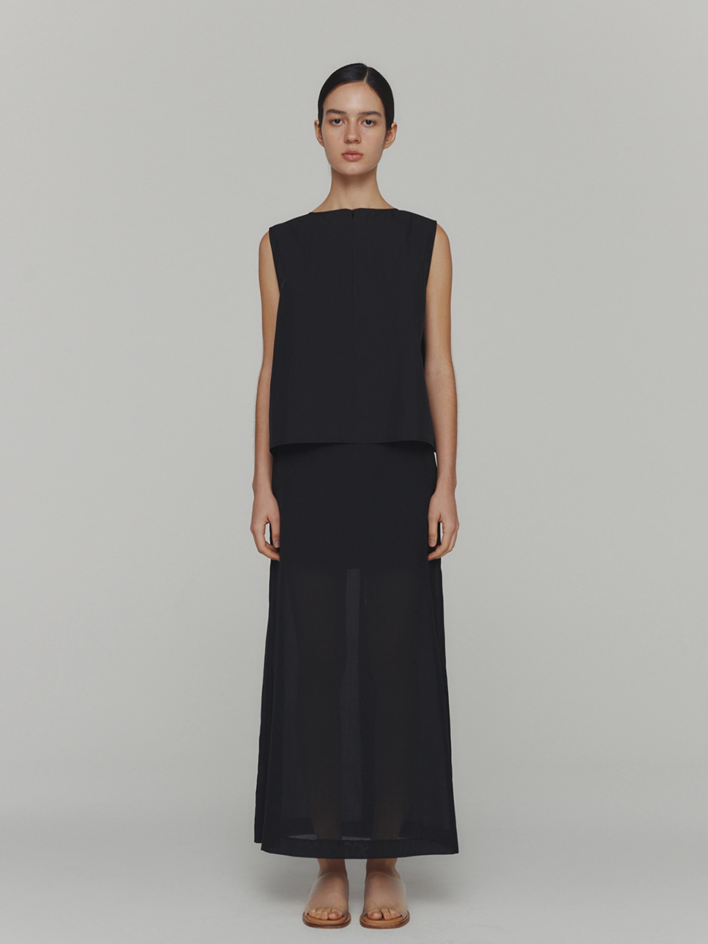 Топ AMOMENTO Cotton Two-Way Shirring Top Black