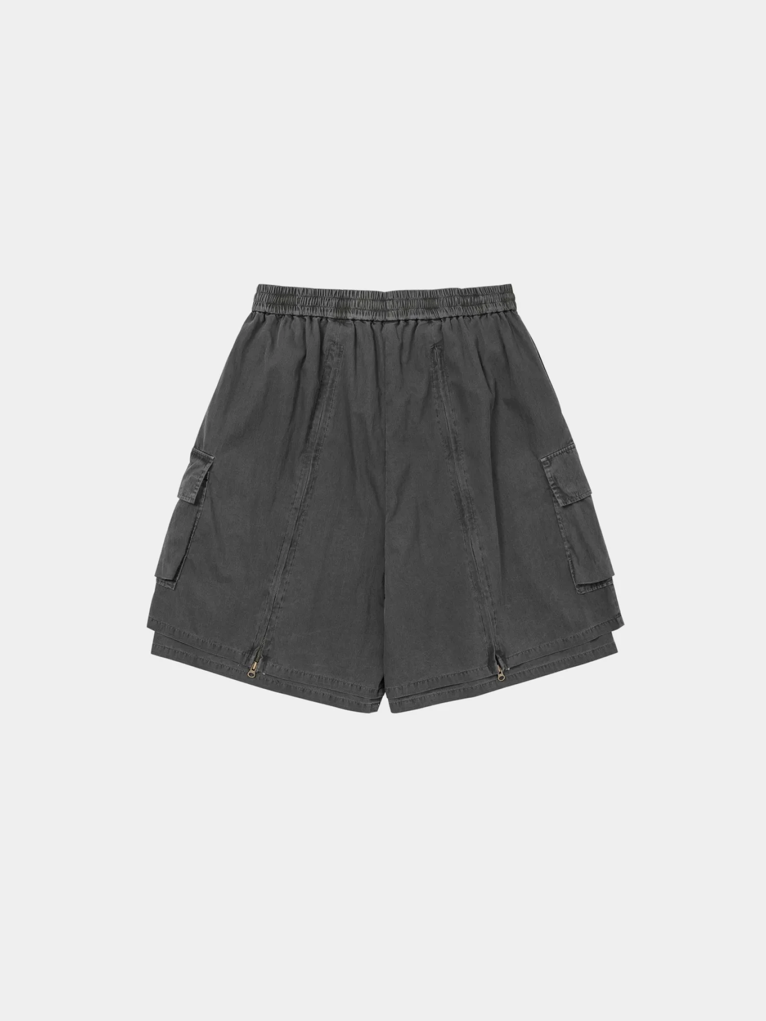 Шорты AJOBYAJO Washed Layered Zip-Up Charcoal