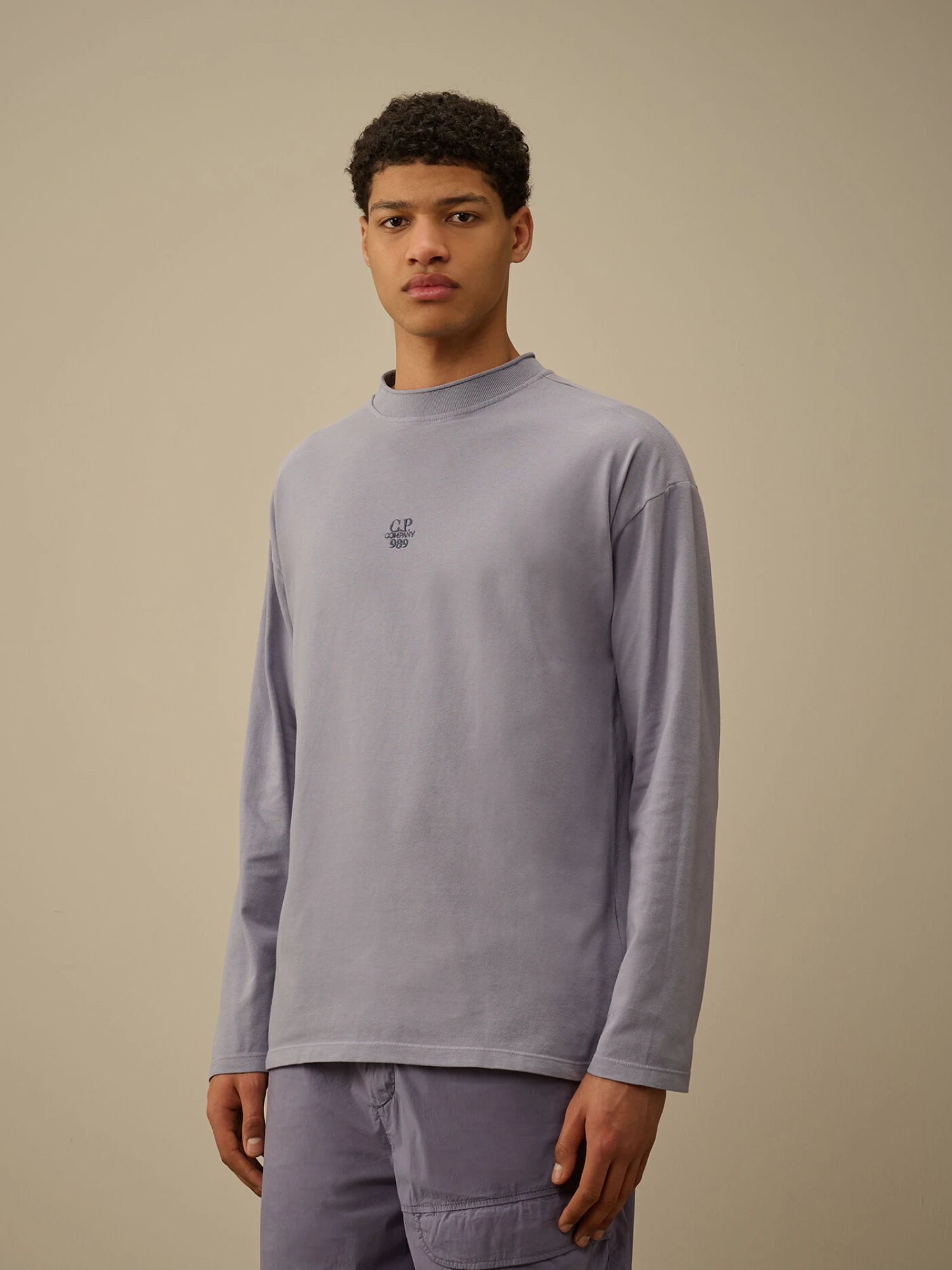 Лонгслив C.P. Company 20/1 Jersey Boxy Logo Lavander Violet
