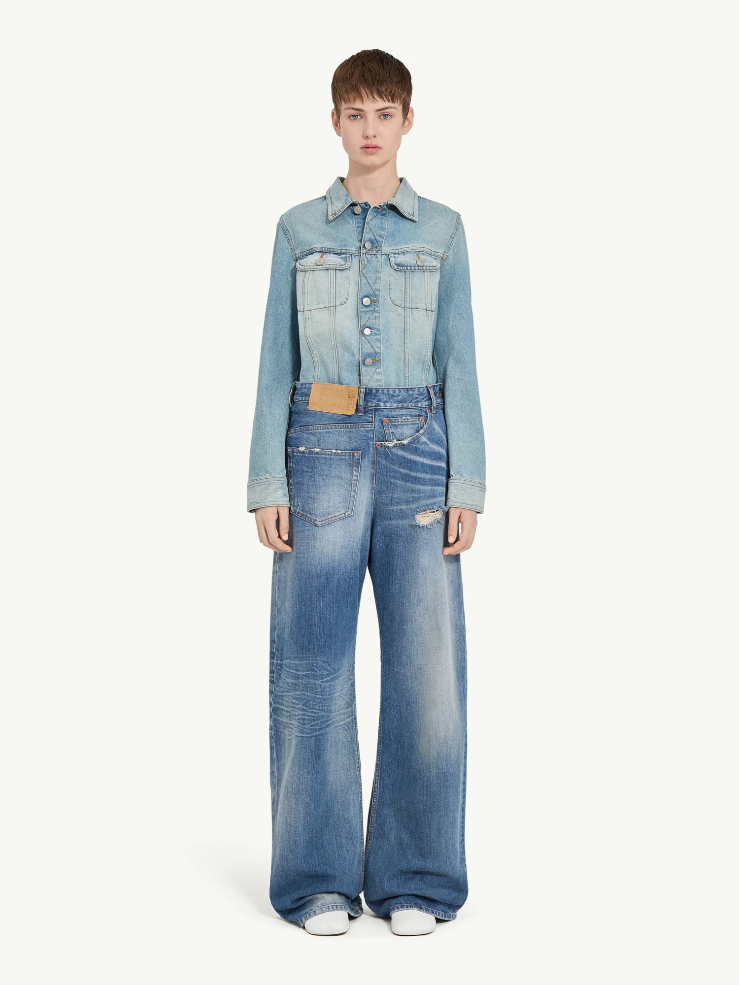 Женские джинсы MM6 Maison Margiela Reverse 5-Pocket Wide-Leg Medium Blue