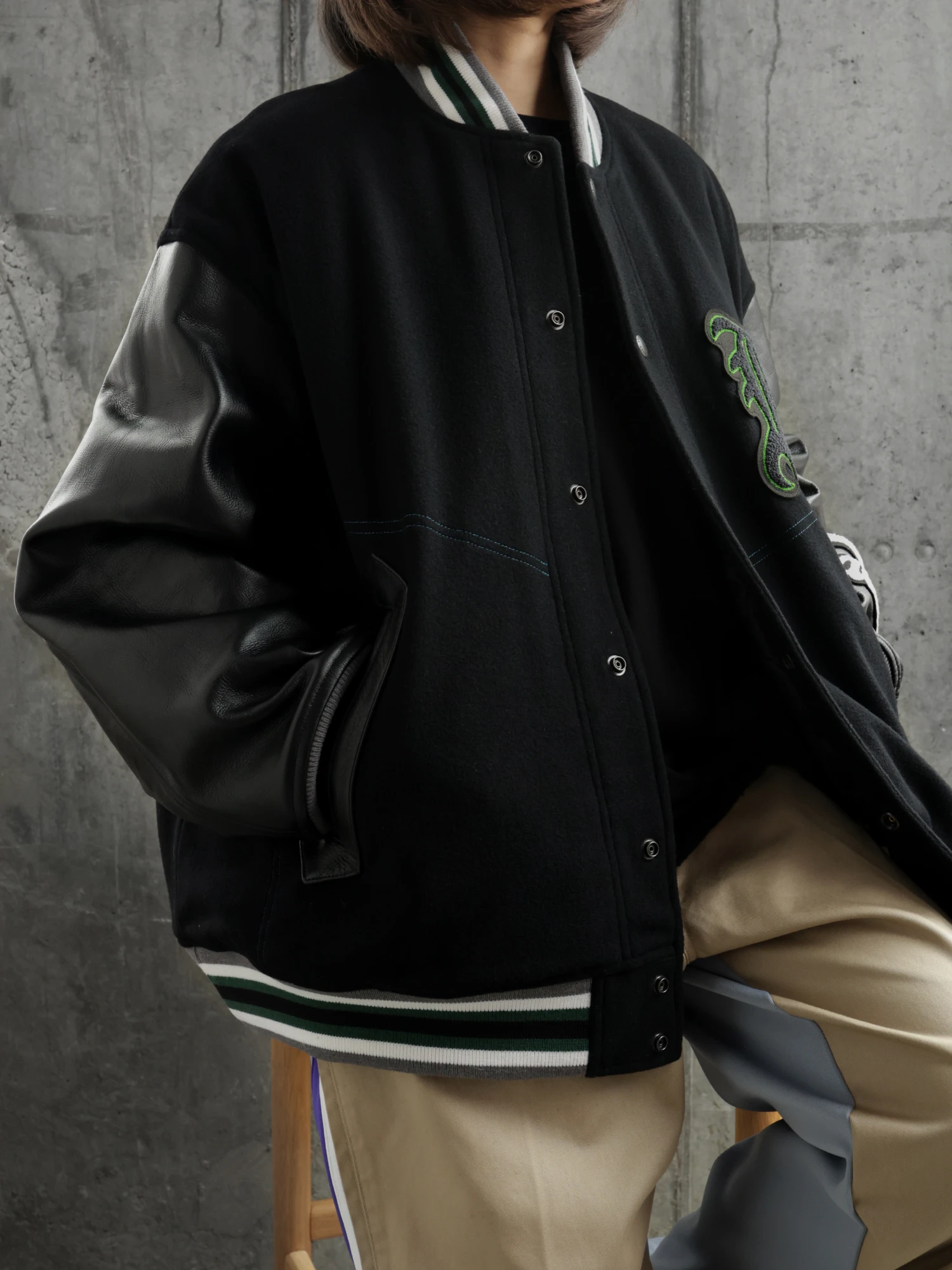 Бомбер FACETASM Patched Stadium Black