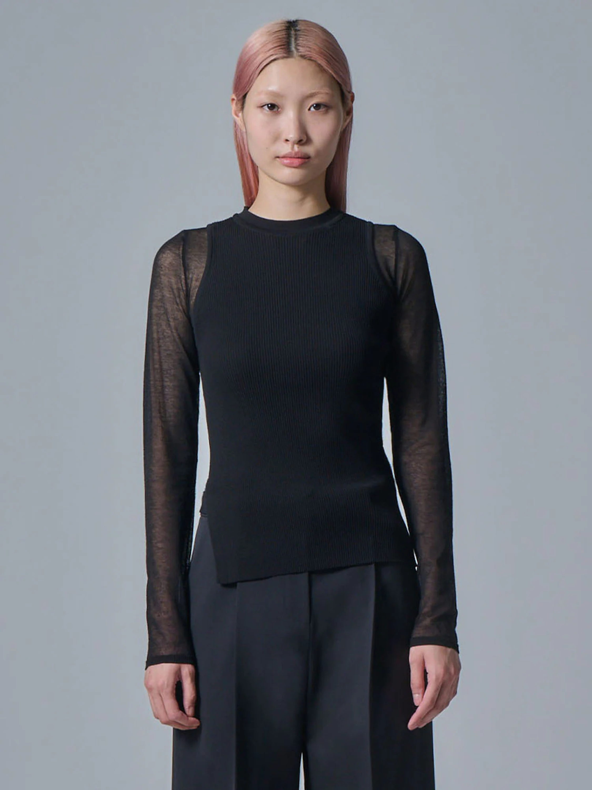 Женский пуловер JUUN.J See Through Round Neck Black