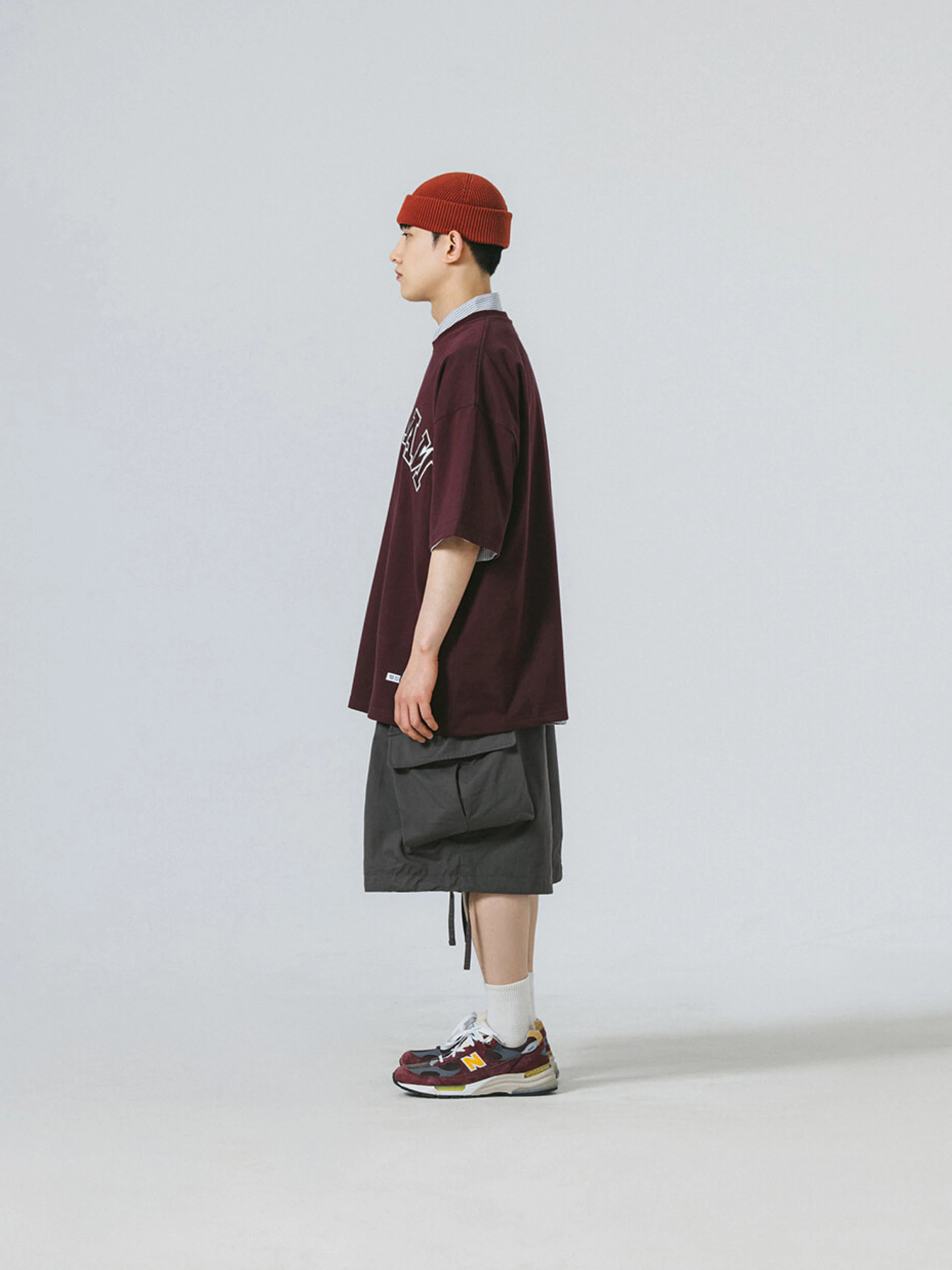 Футболка ANGLAN Applique Logo Half Tee Burgundy