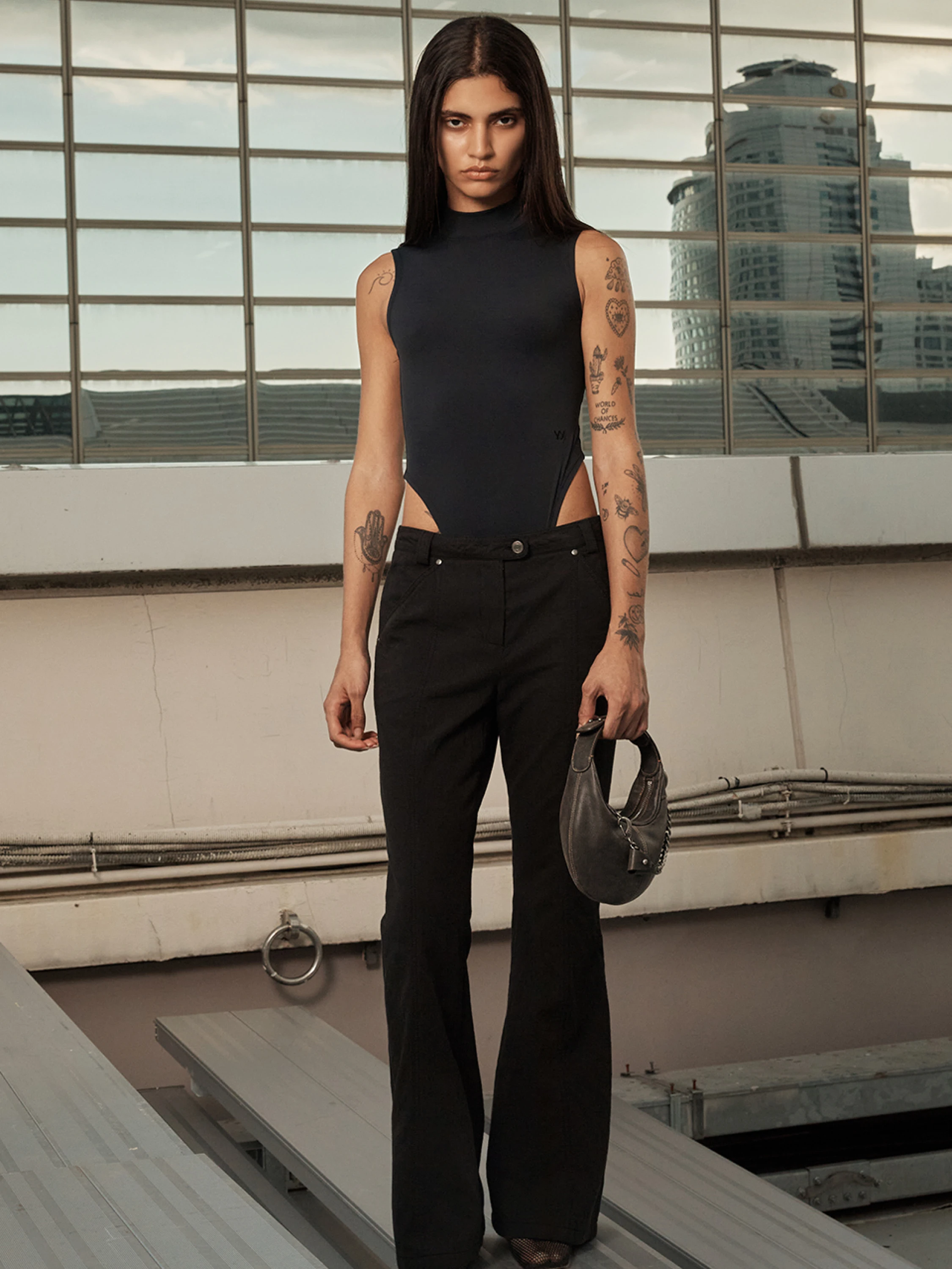 Женское боди OPEN YY Turtleneck Bodysuit Black