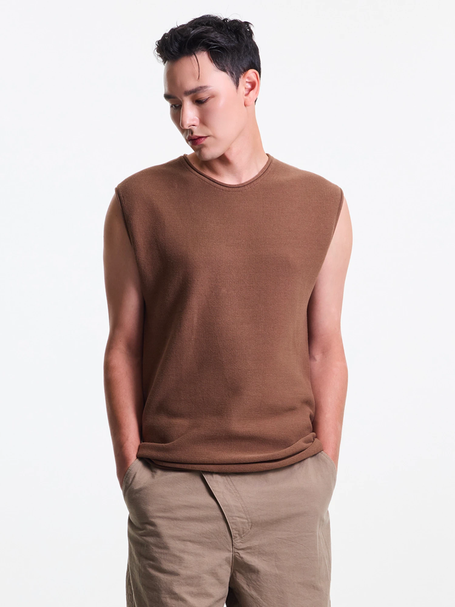 Майка MERELY MADE Premium Wide Shoulder Sleeveless Caramel Brown