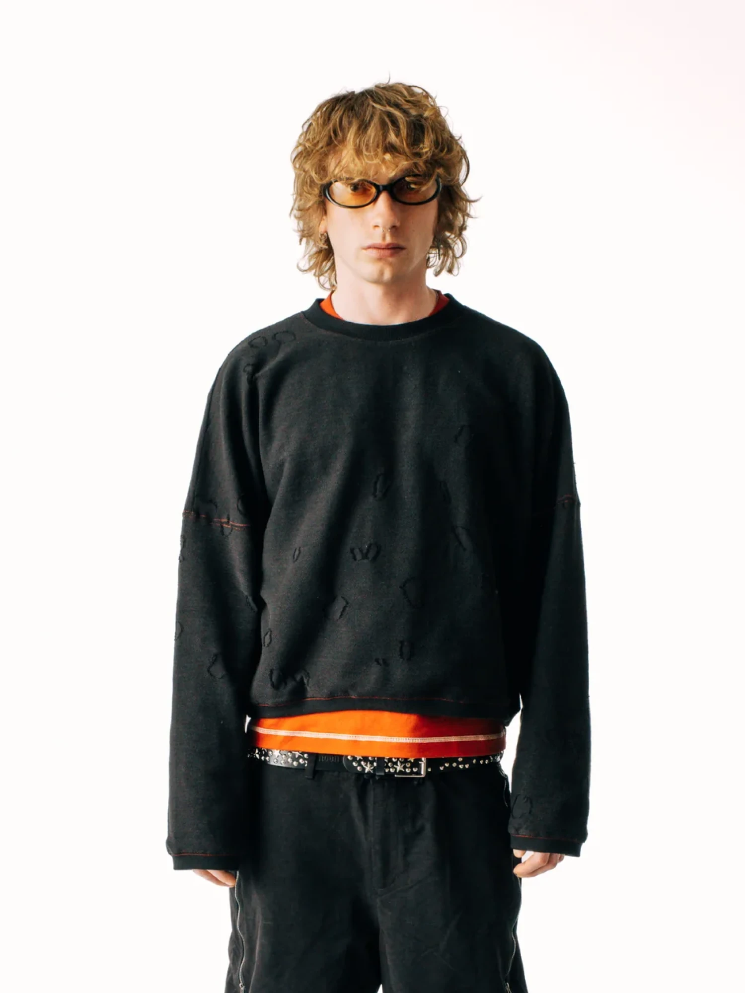 Свитшот Jungles Jungles Distressed Terry Crewneck Black
