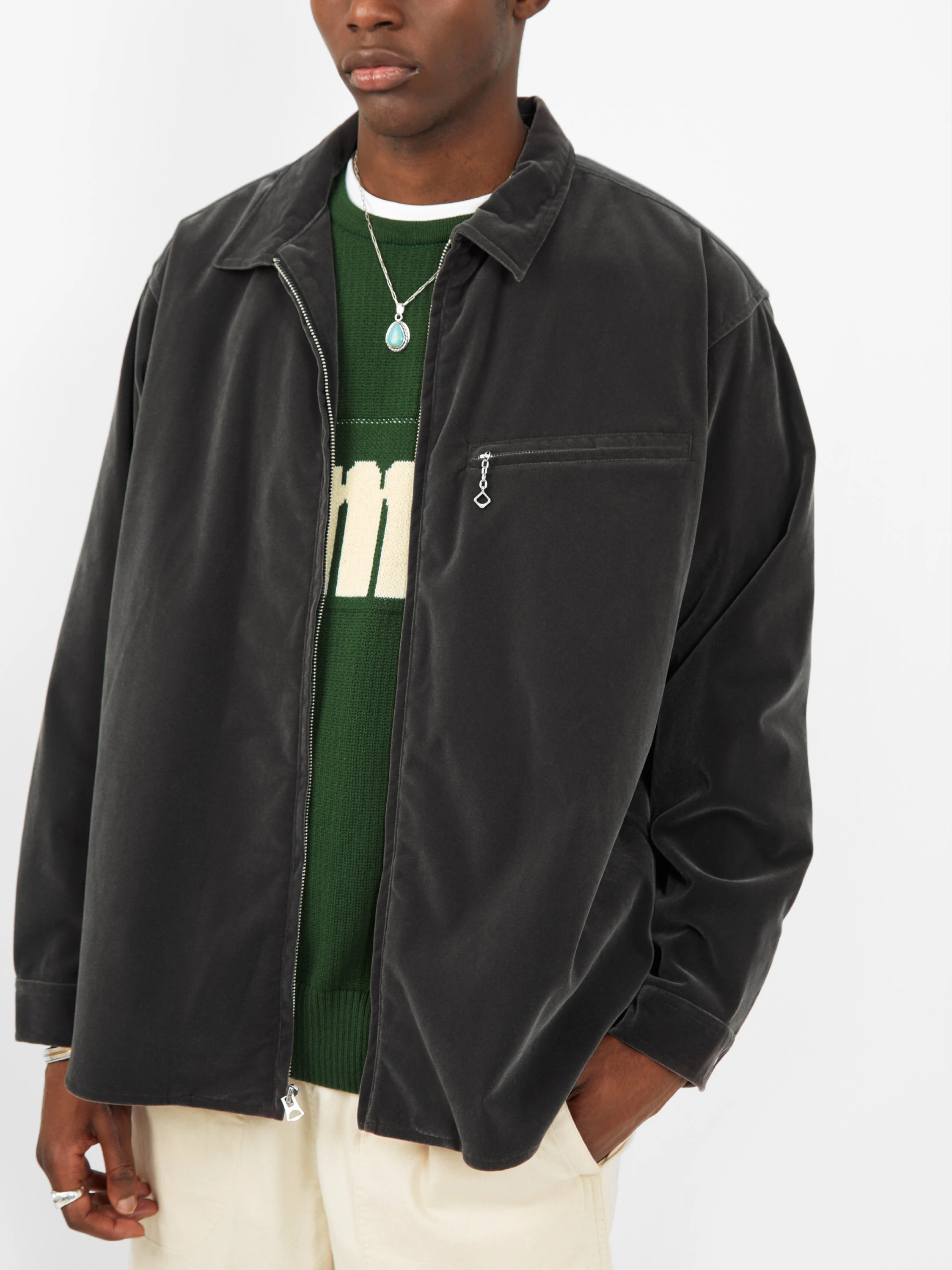 Рубашка Garbstore Grande Zip Shirt Grey