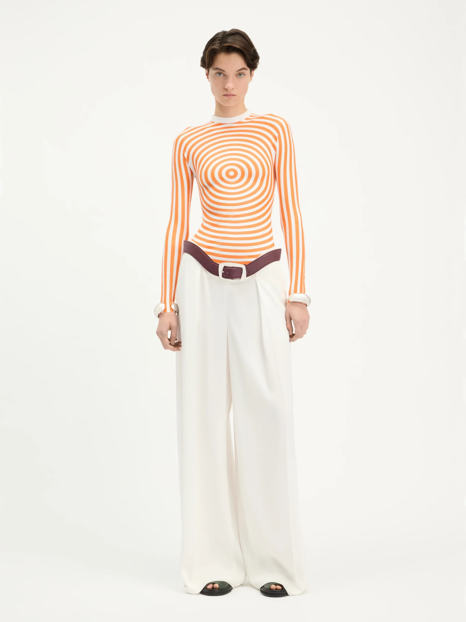Брюки Jean Paul Gaultier The Curved Sut Pants White