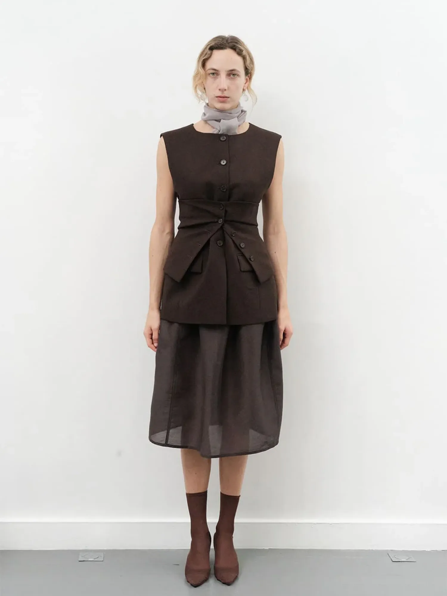 Женская юбка AMOMENTO Shirring Organza Charcoal