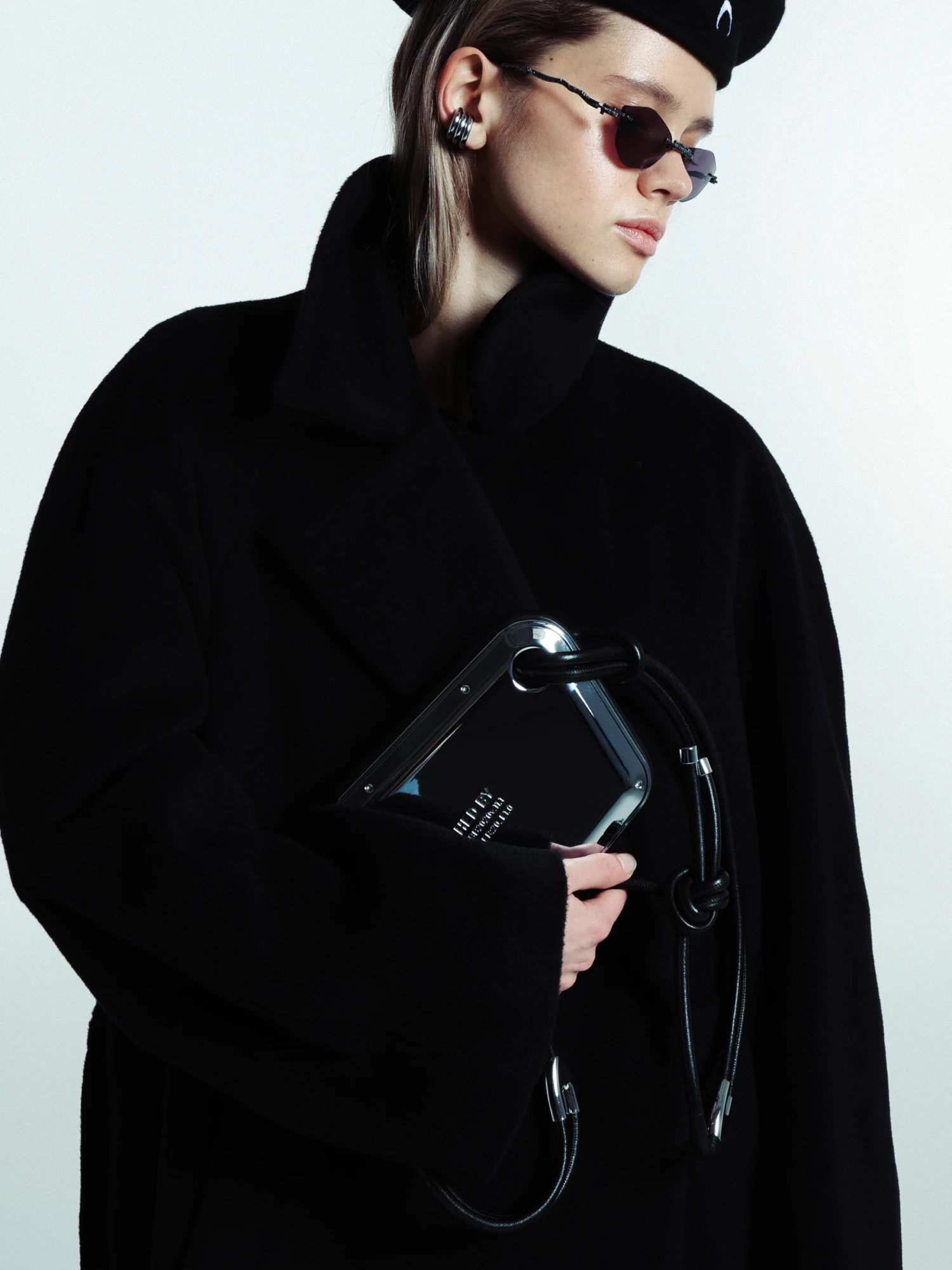 Женское пальто JUUN.J Wool Side Slit Double Maxi Coat Black