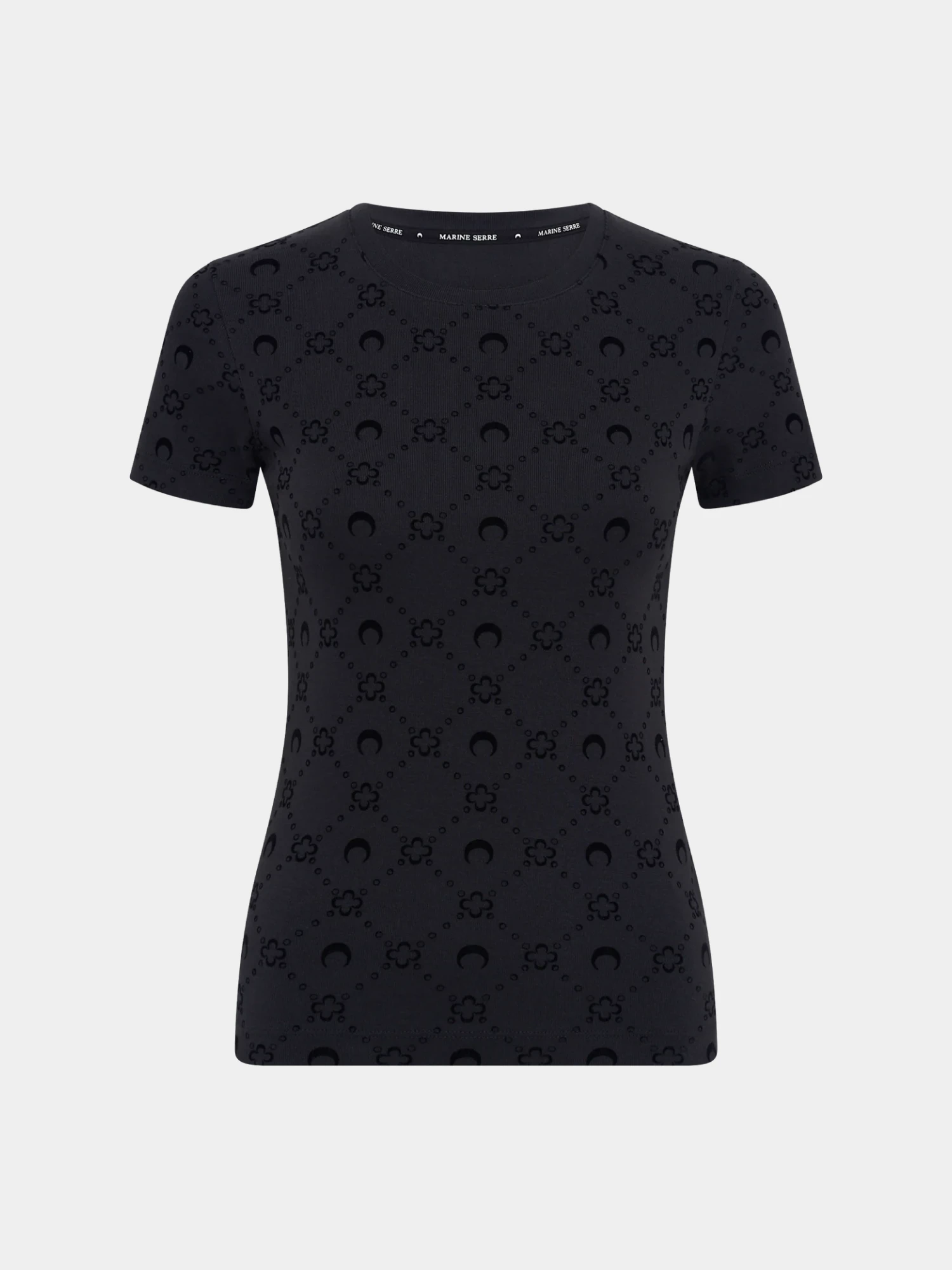 Женская футболка Marine Serre Moonogram Ribbed Baby Fit Black