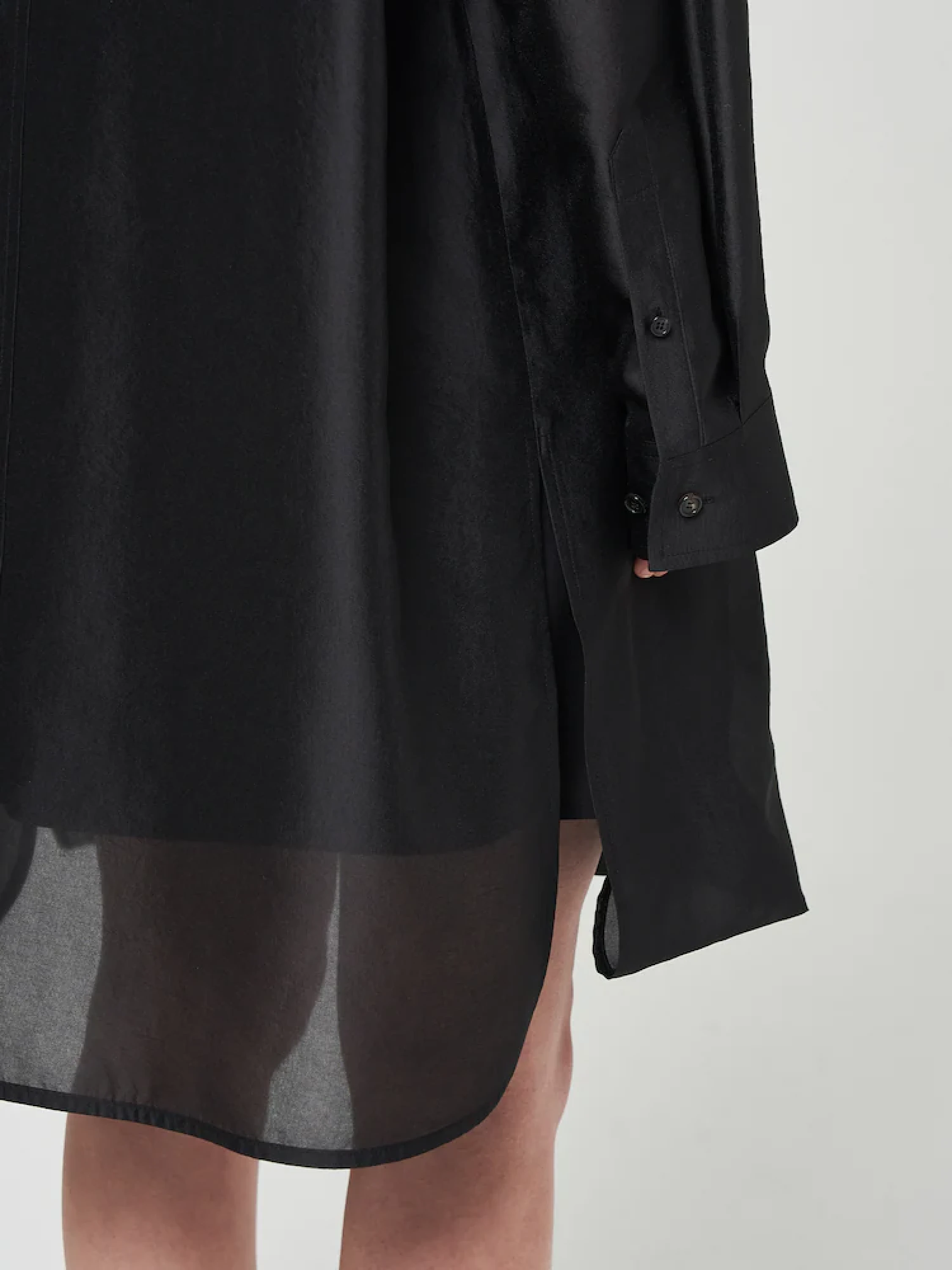 Женская рубашка JUUN.J Shiny Double Long Shirt Black