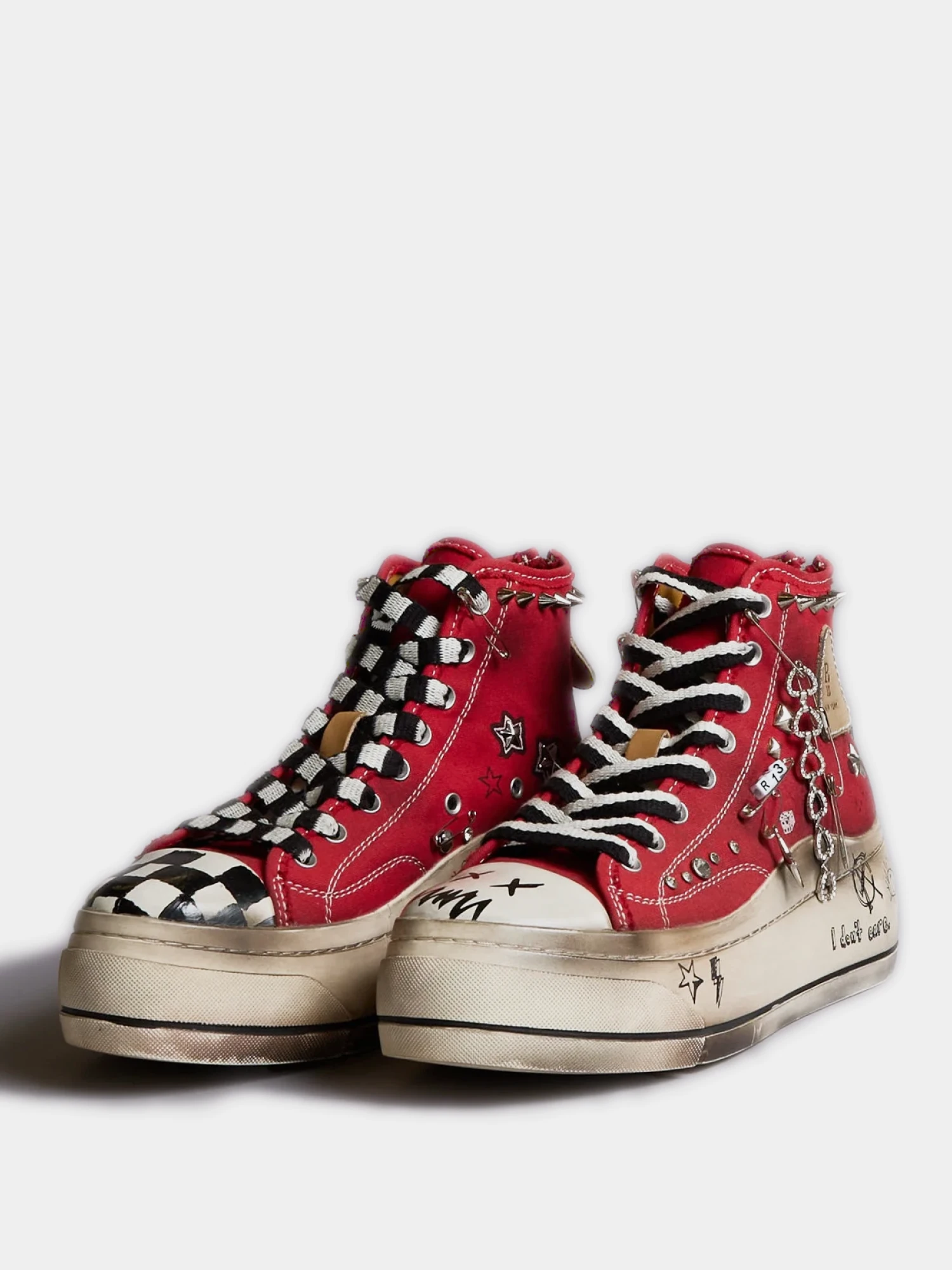 Женские кеды R13 Kurt High Top Studs Red