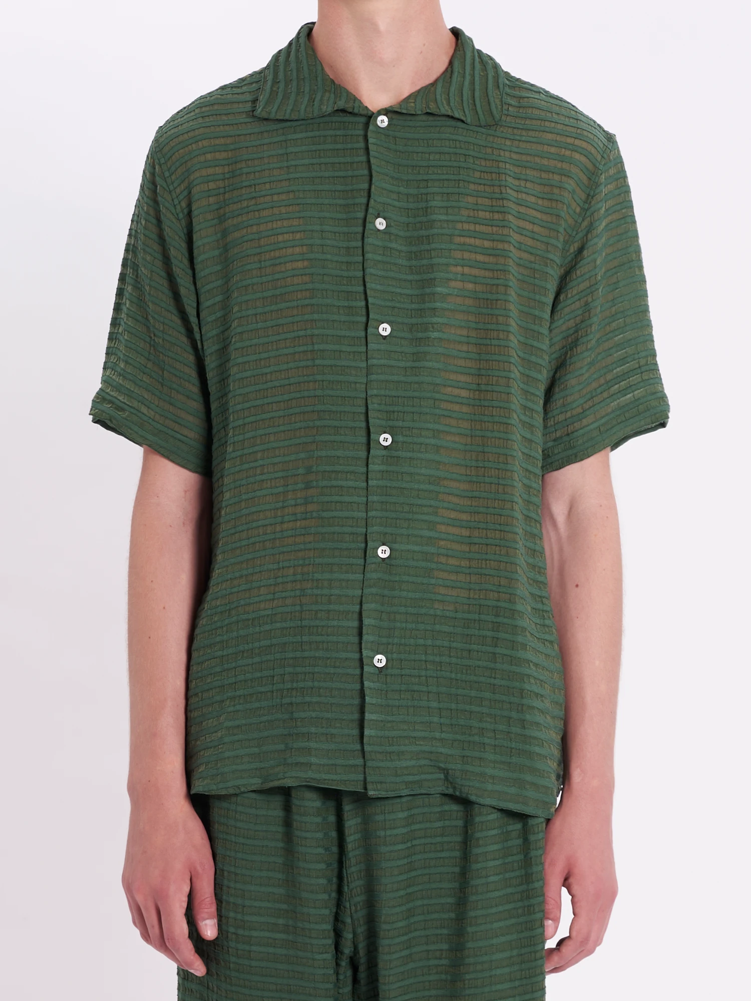 Рубашка RANRA Sun Stripy Cotton S/S Kombu Green