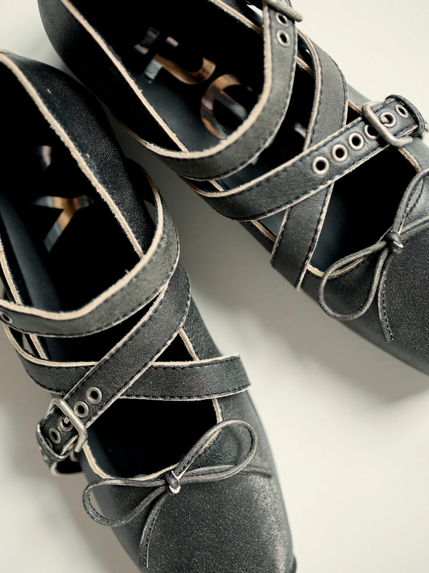 Женские Балетки OPEN YY Cross Buckle Ballet Flats Grey