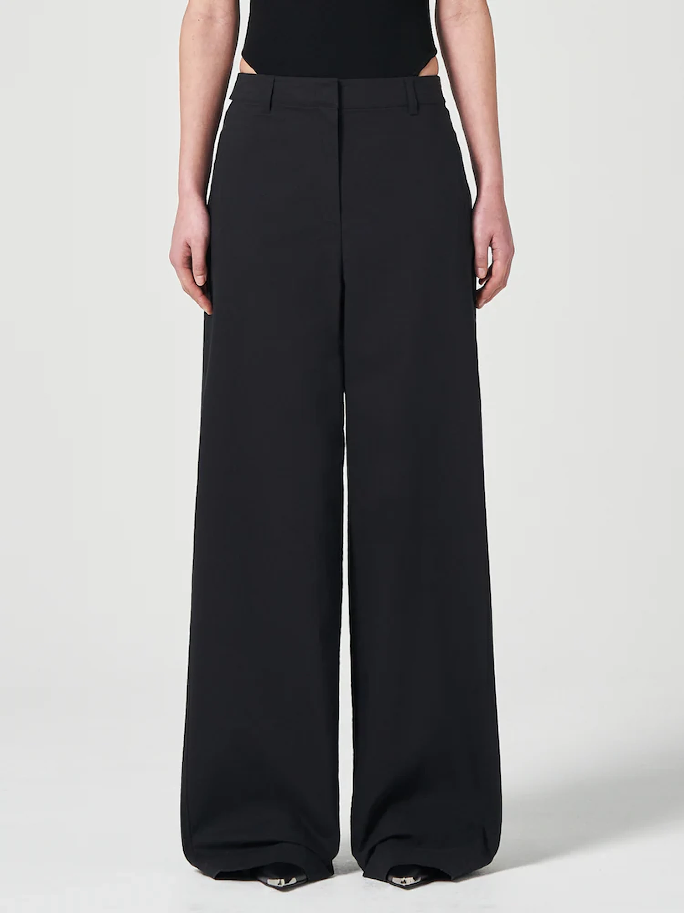 Брюки JUUN.J Buckle Detail Cotton Pants Black