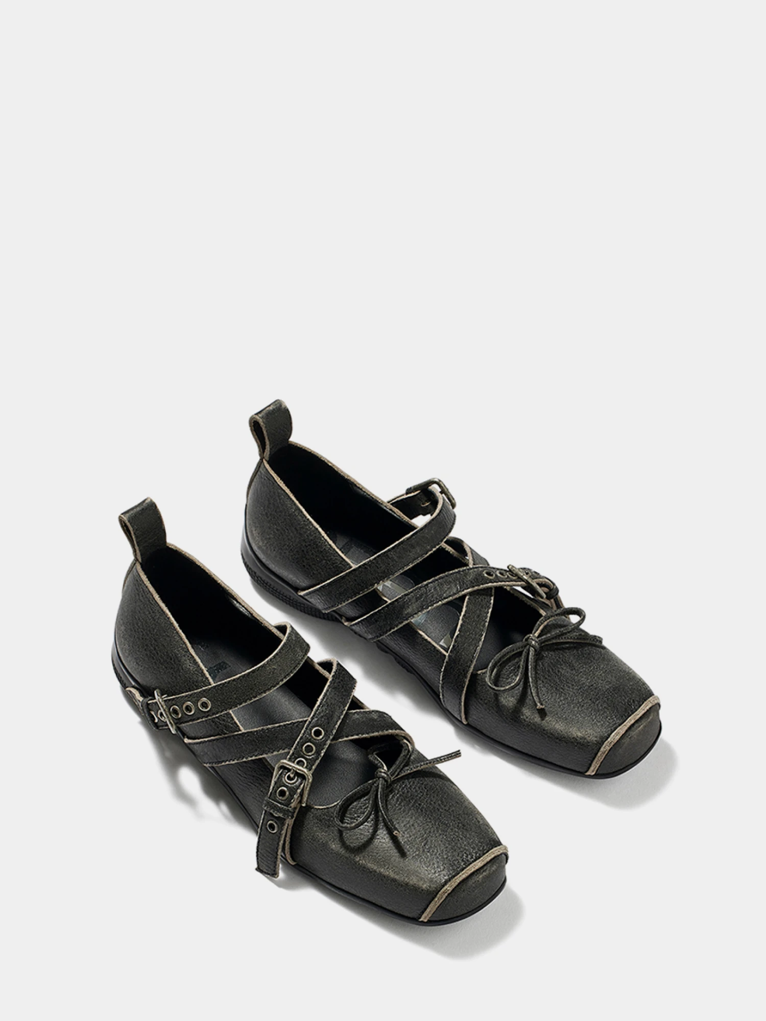 Женские Балетки OPEN YY Cross Buckle Ballet Flats Grey