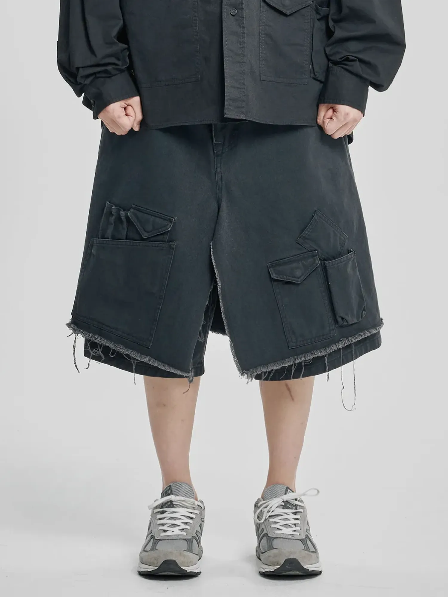 Шорты AJOBYAJO Washed Layered Cargo Black