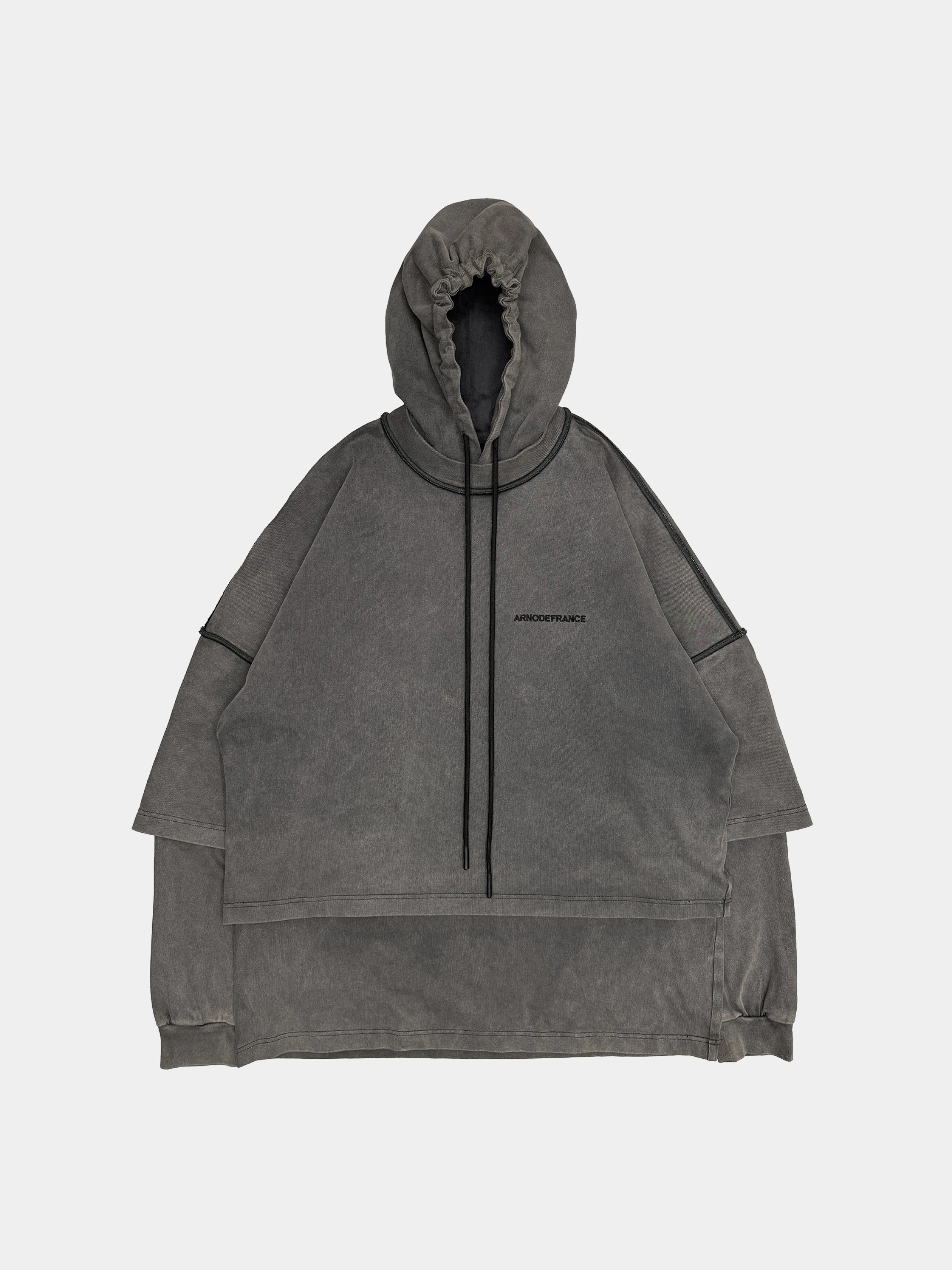 Худи ARNODEFRANCE Hooded Tee Overlapped Washed Grey