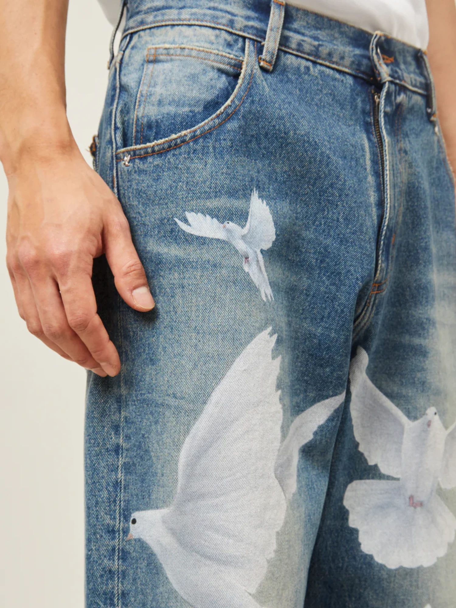 Джинсы 3.PARADIS Freedom Doves Baggy Fit Washed Blue