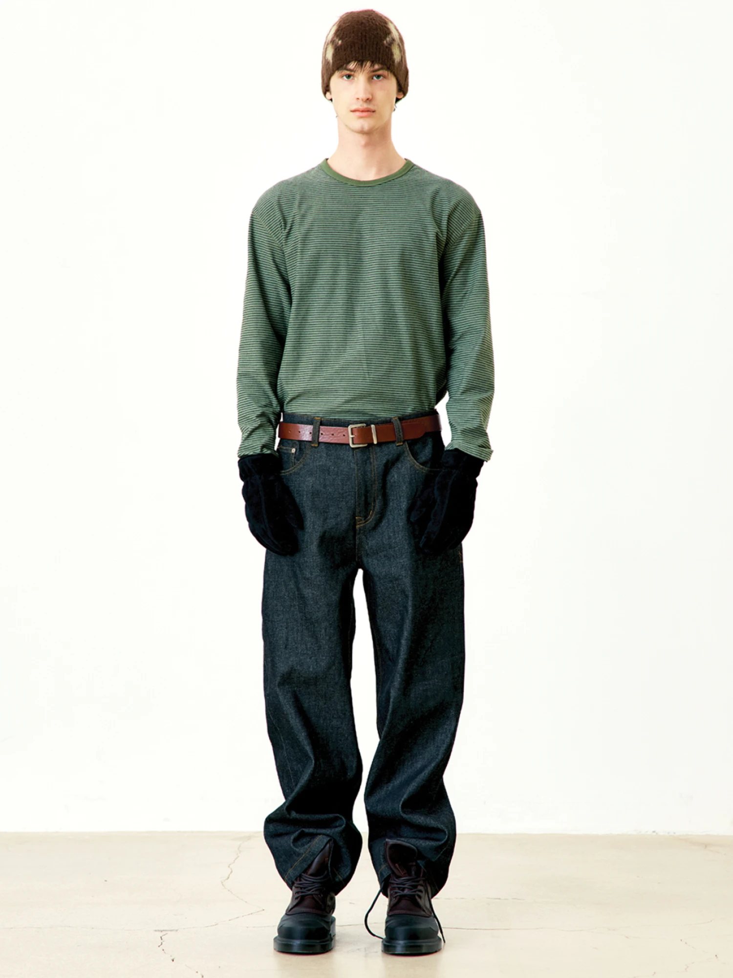 Лонгслив COOR Dying Pin Stripe Washed Green