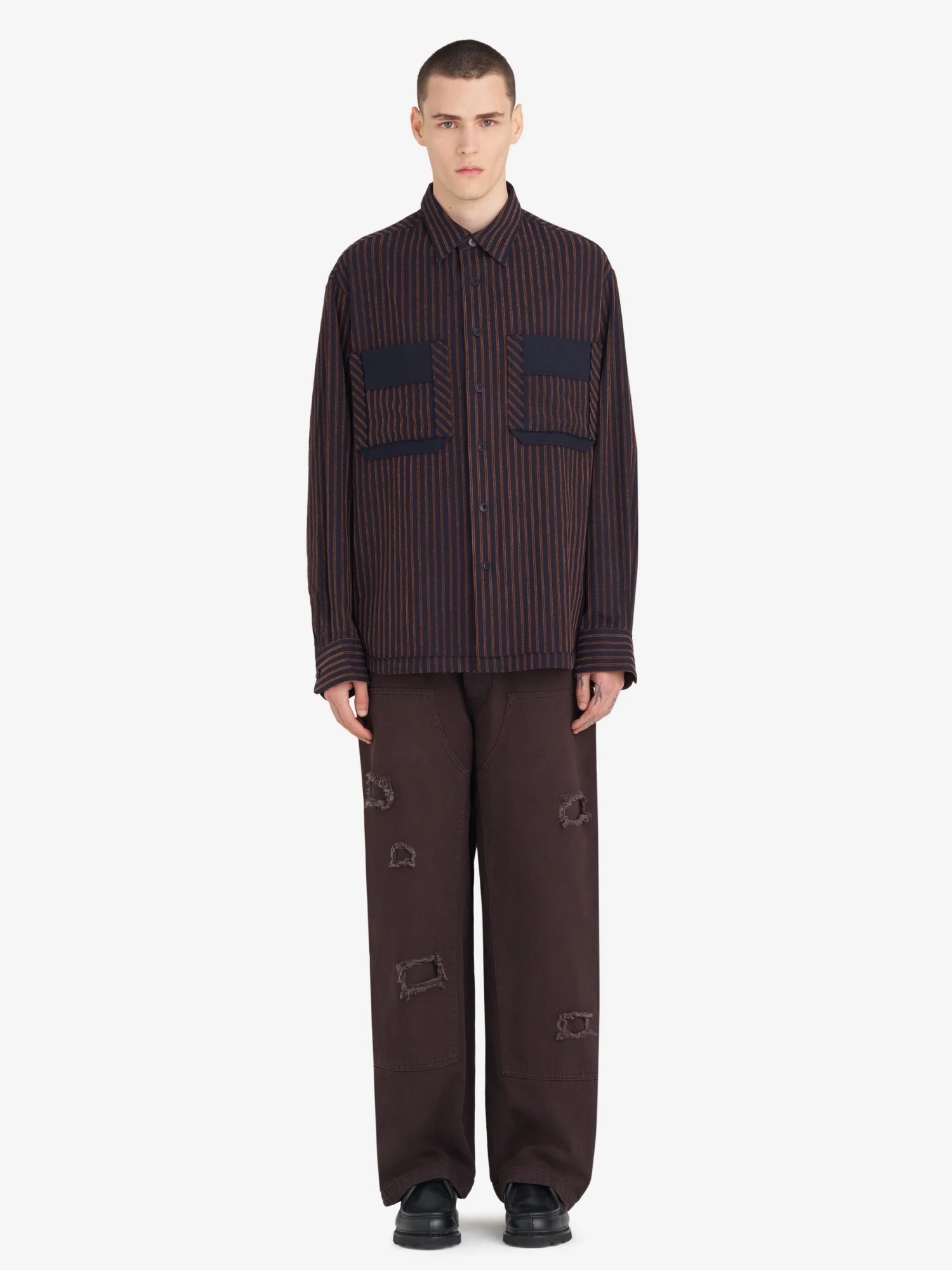 Рубашка Études Flannel Striped Navy