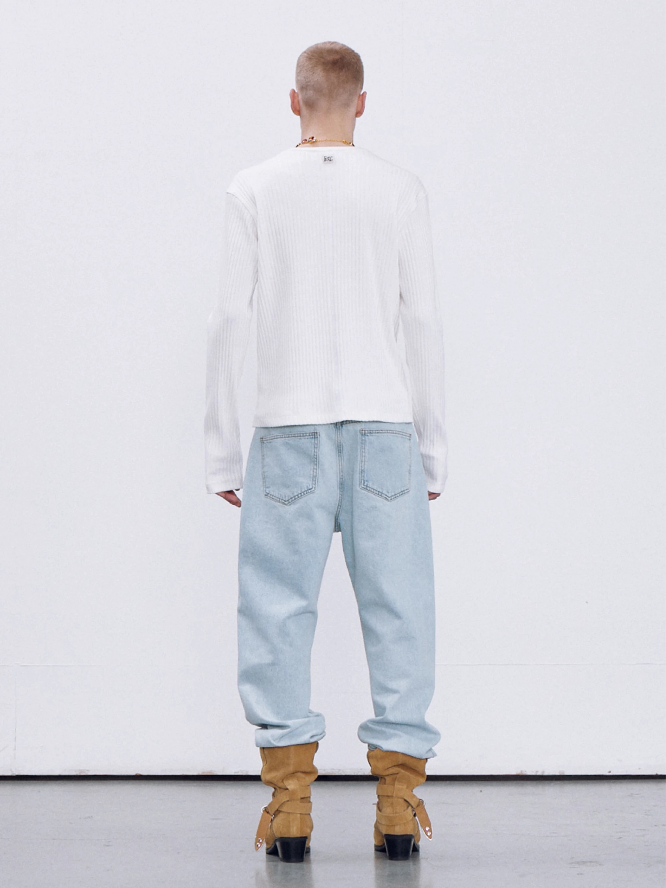 Лонгслив Recto RC Logo Jacquard Patch Henley Neck White