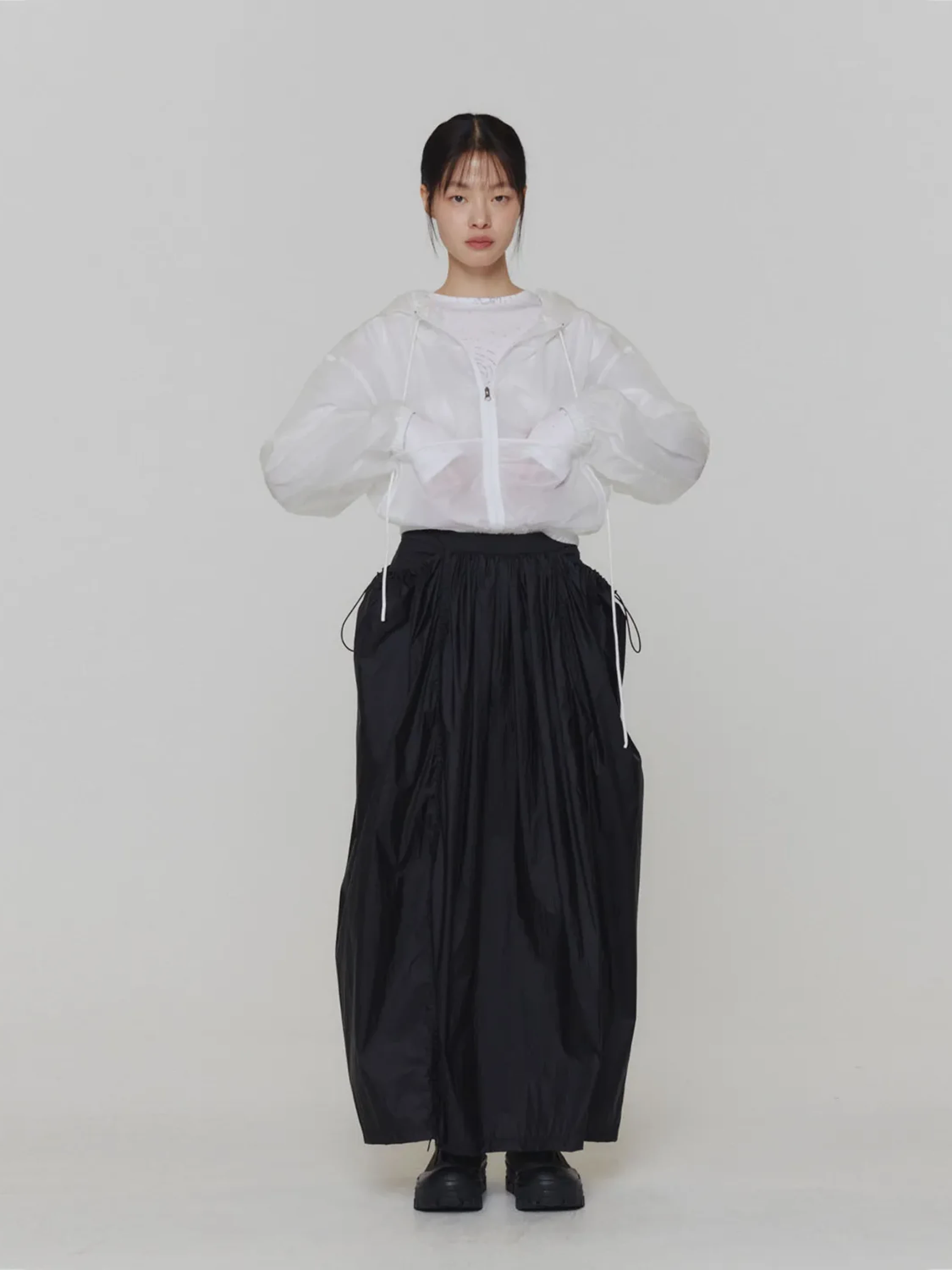 Женская юбка AMOMENTO Layered Shirring Skirt Black