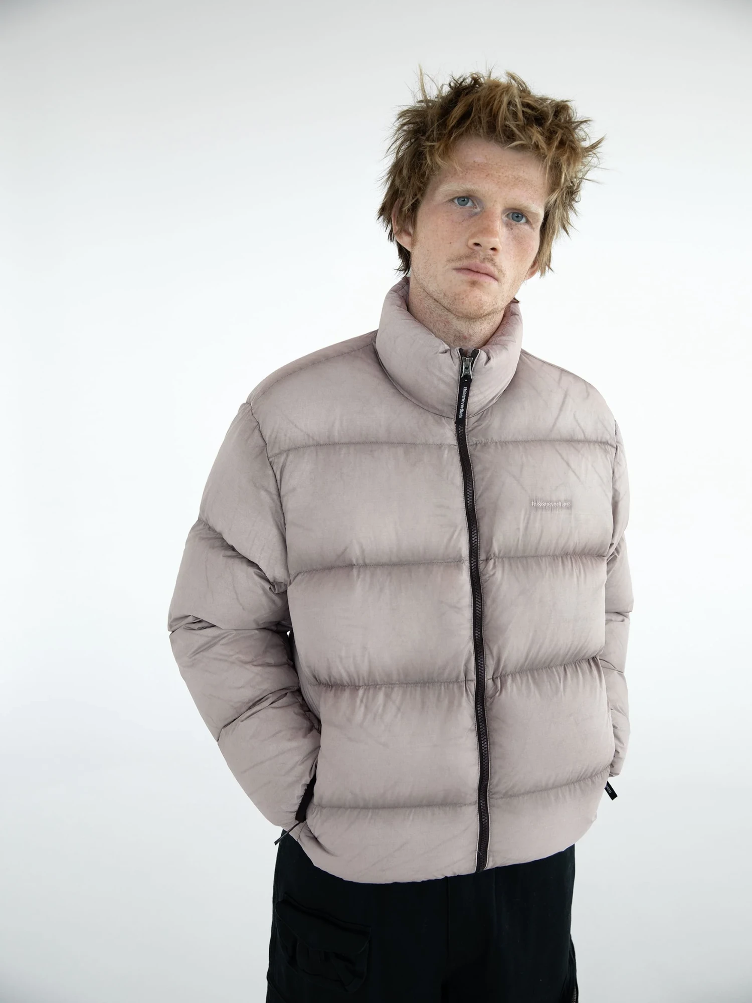 Пуховик thisisneverthat Pertex Overdyed T Down Stone