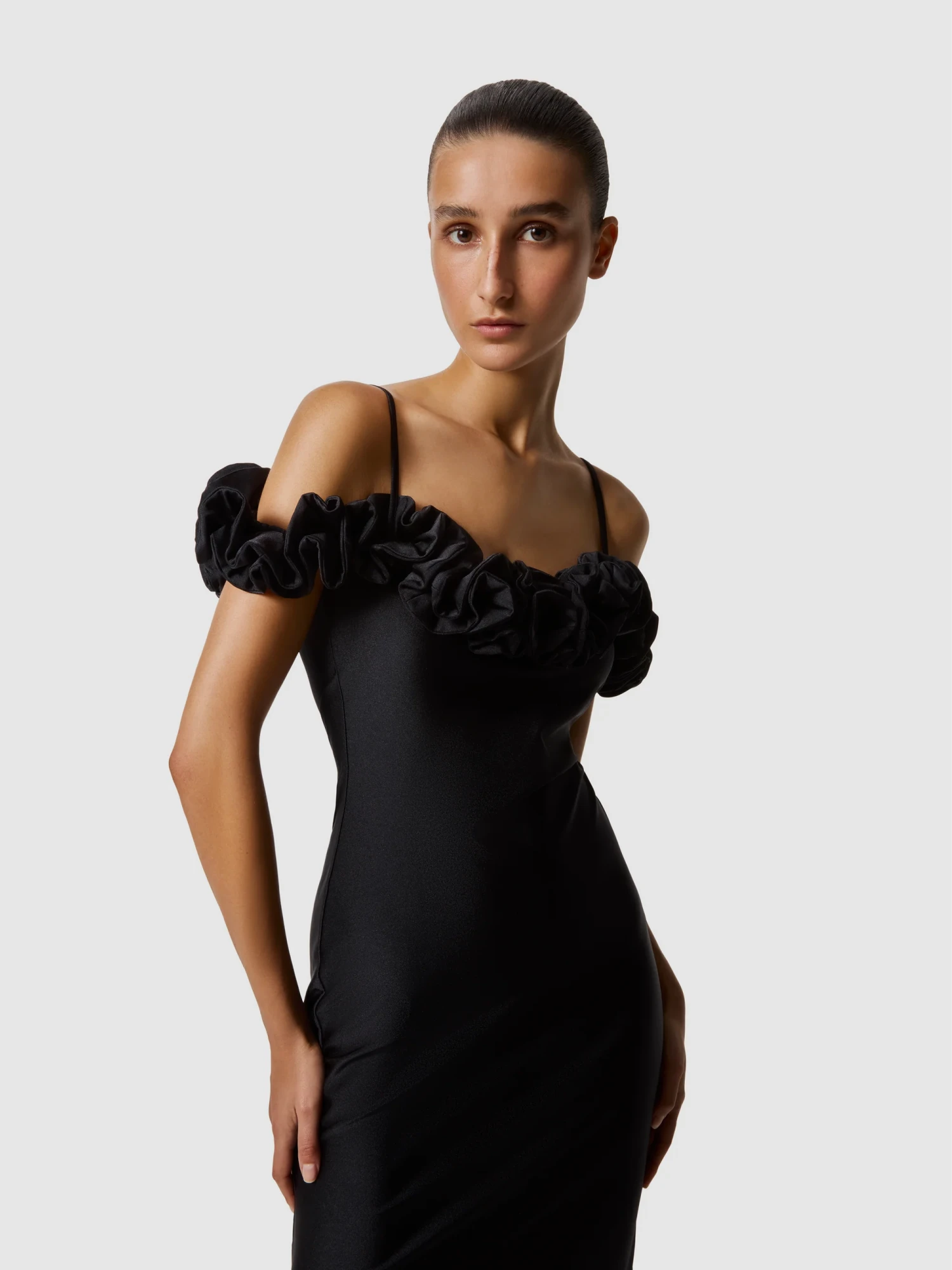 Женское Платье Coperni Ruffle Dress Black